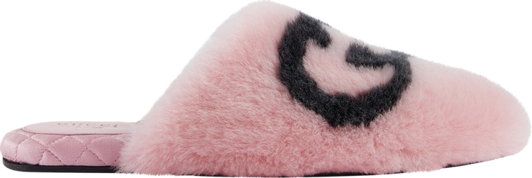 Gucci Wmns Faux Fur Slipper Interlocking G   Pink Black