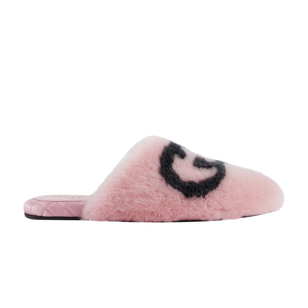 Pre-owned Gucci Wmns Faux-fur Slipper 'interlocking G - Pink Black'