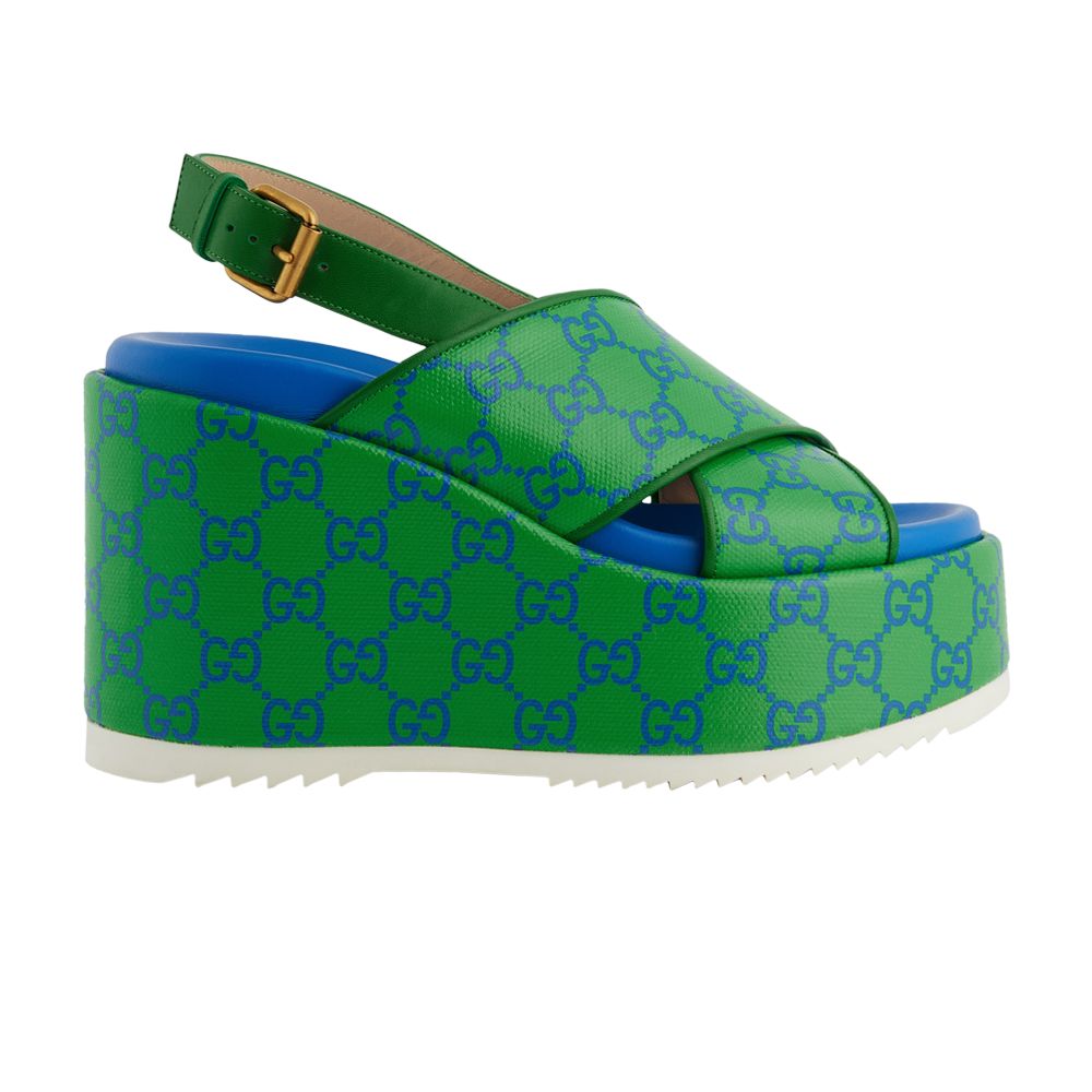 Gucci Wmns GG Supreme Platform Sandal 'Green Blue' | Women's Size 8.5 - 734908-FABK1-8650