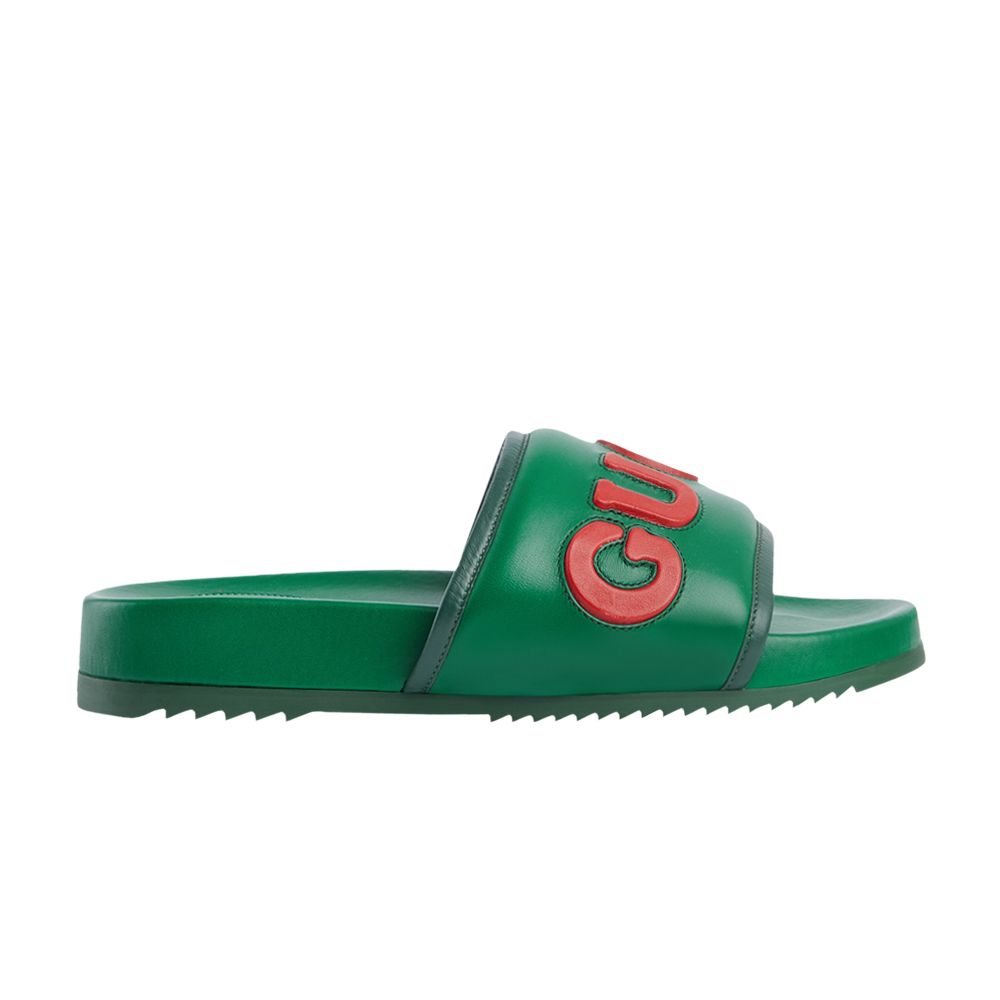 Pre-owned Gucci Jumbo Logo Slide 'green Red' | Men's Size 9
