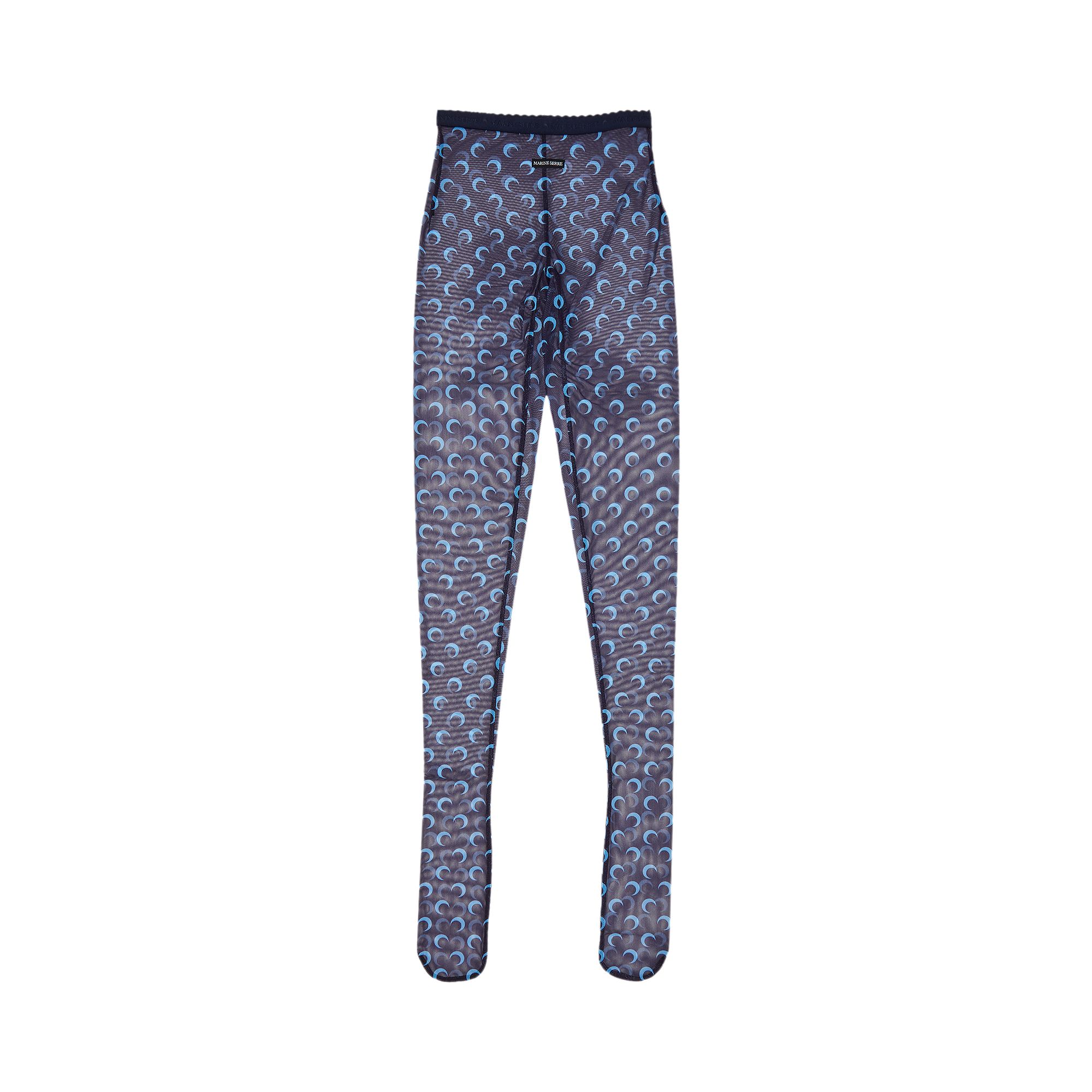 Marine Serre Moon Printed Mesh Tights 'Navy' | Blue | Women's Size XS