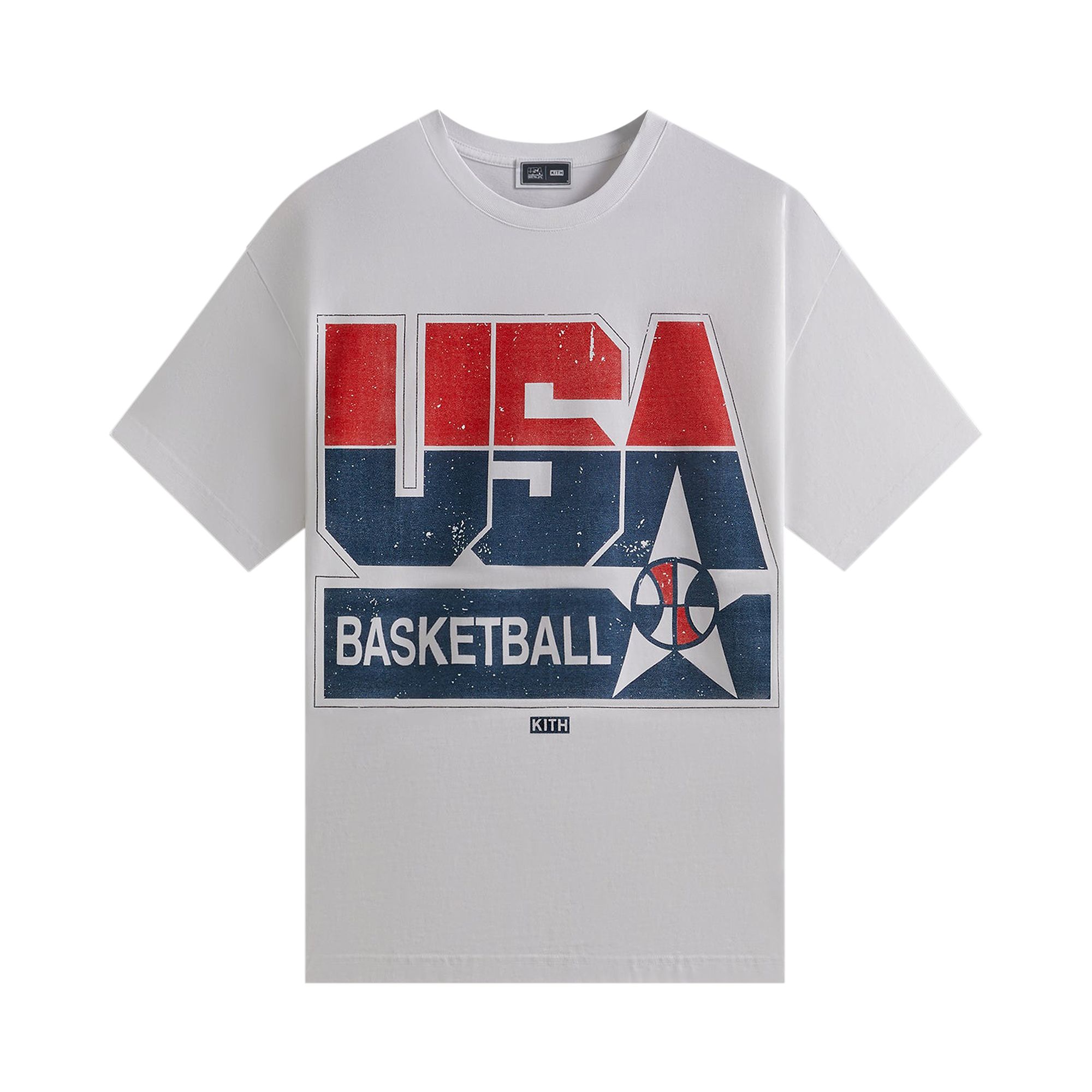 Pre-owned Kith For Usa Basketball Champions Vintage Tee 'white'