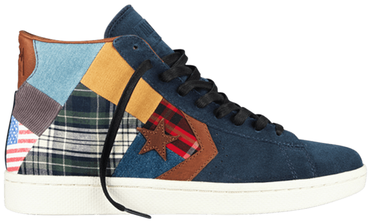 Stussy x Converse Pro Leather FS Mid Navy Patchwork