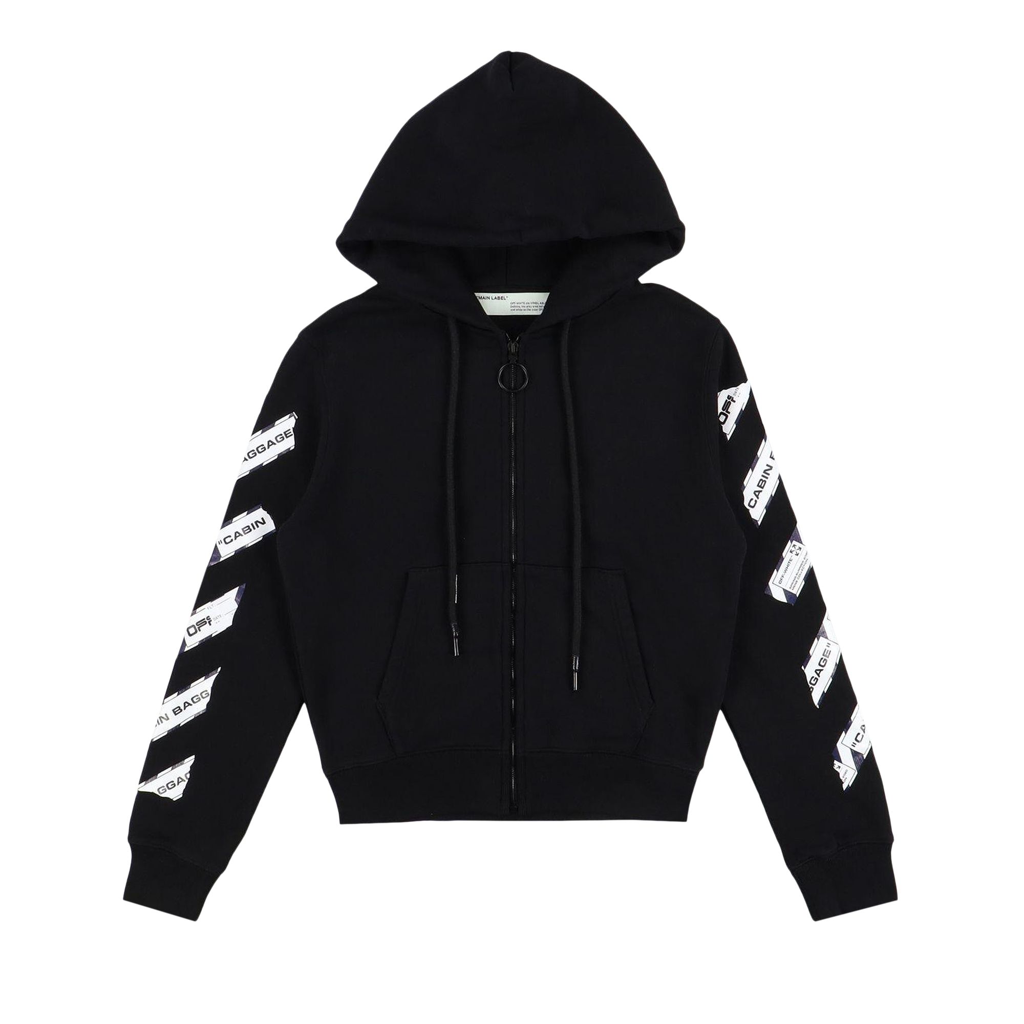 Pre-owned Off-white Baggage Tape Arrows Zip Hoodie 'black' | Men's Size S