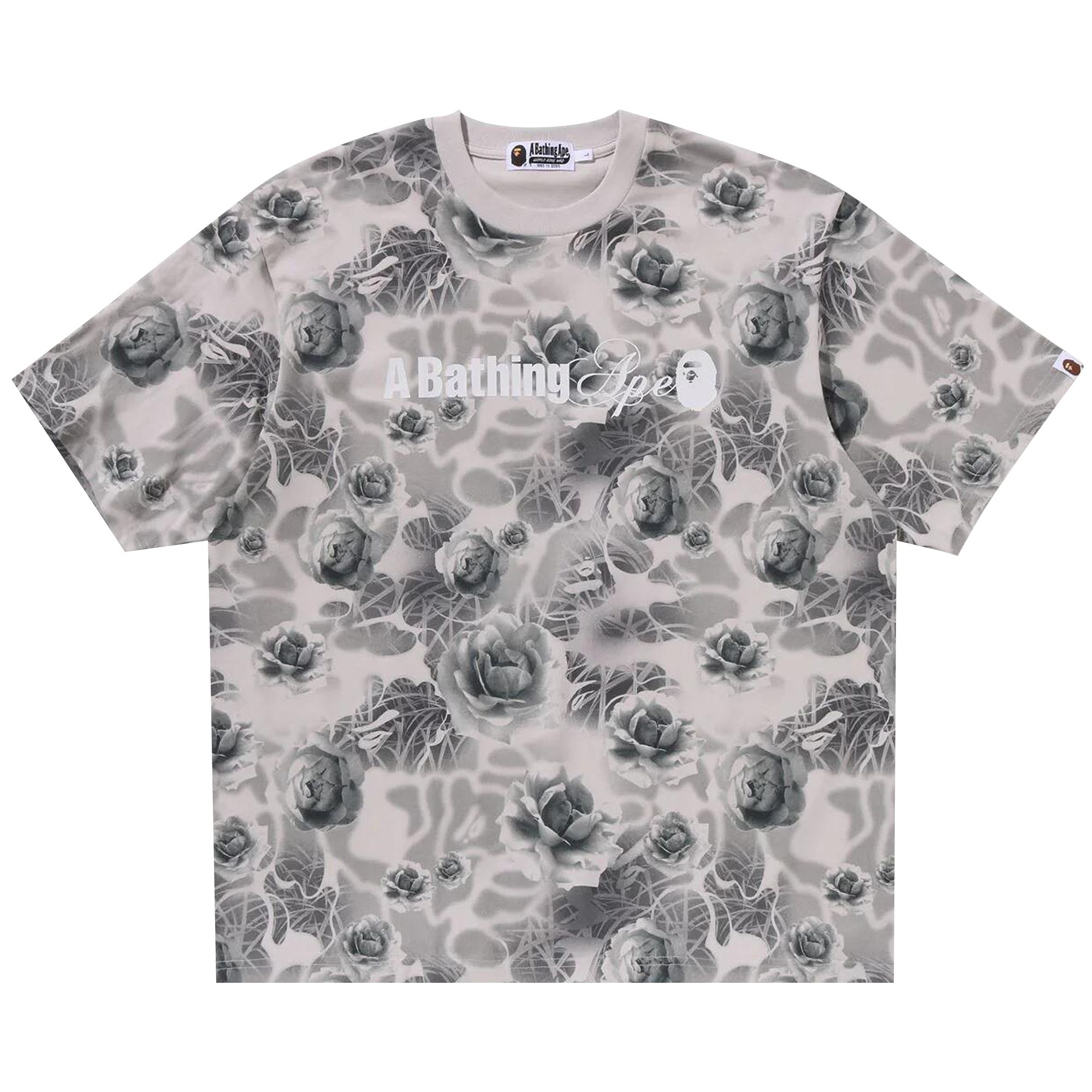 BAPE Floral Solid Camo Logo Relaxed Fit Tee 'Grey' | Men's Size 2XL