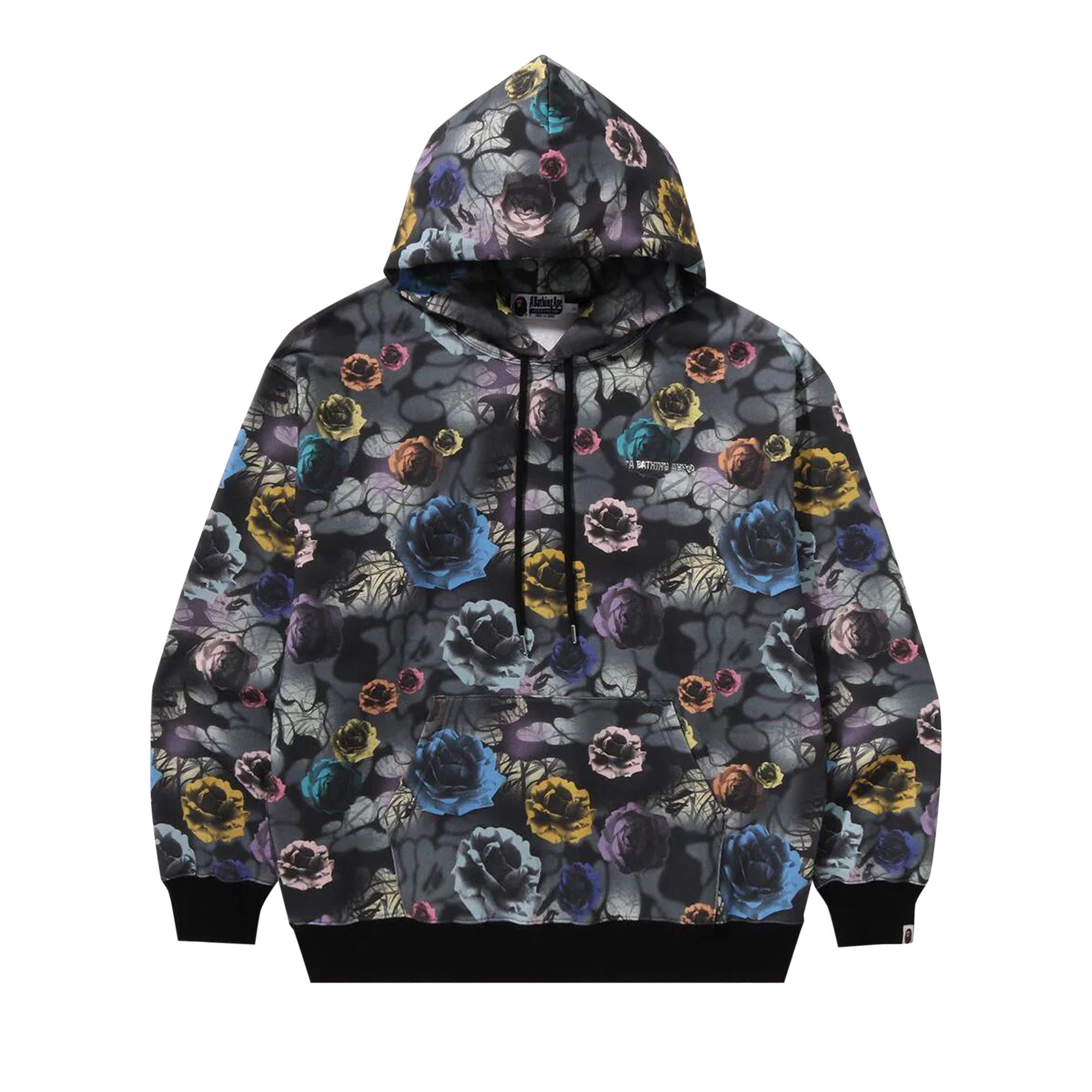 BAPE Floral Camo Pattern Relaxed Fit Pullover Hoodie 'Black' | Men's Size M