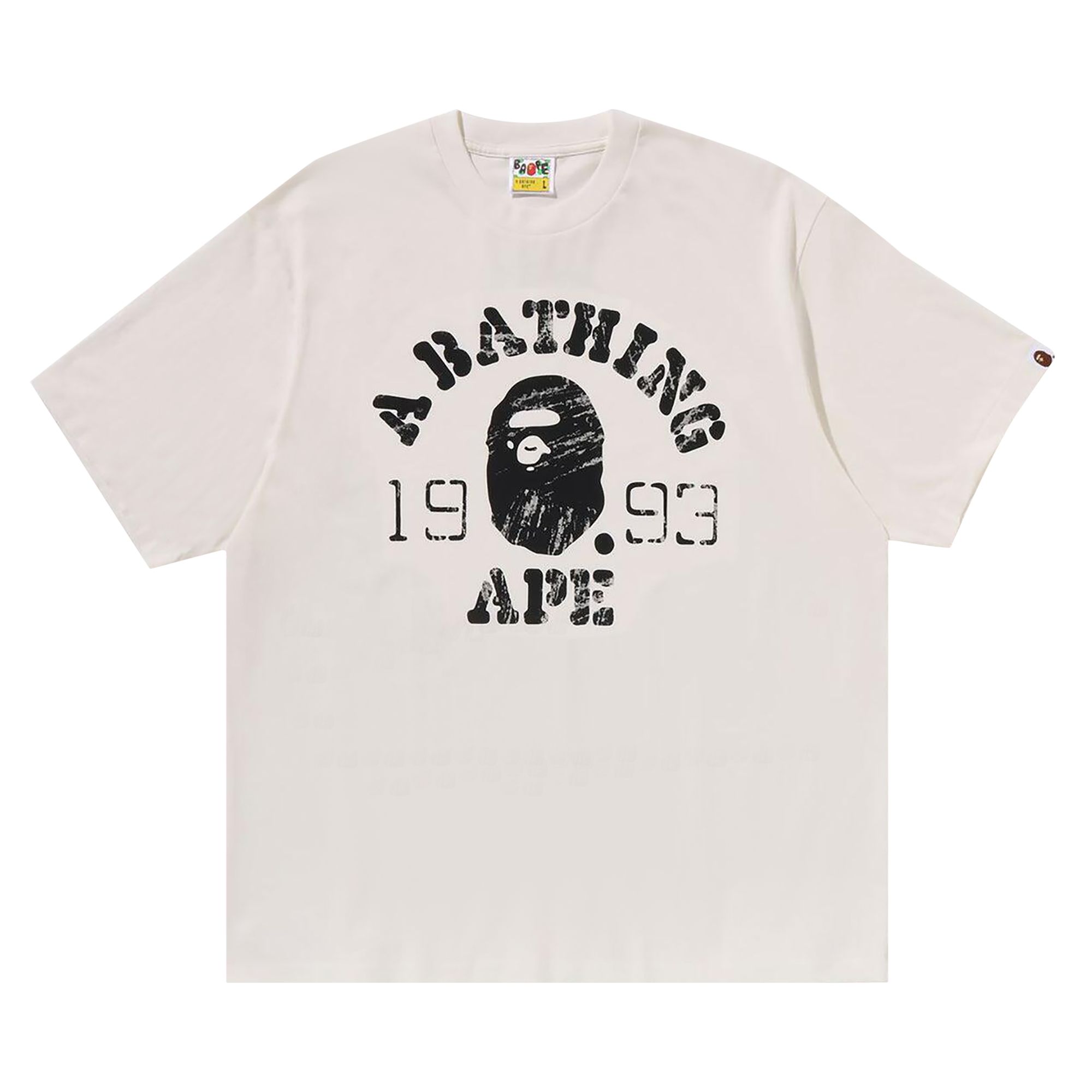 Pre-owned Bape Screen Print College Relaxed Fit Tee 'ivory' | Cream | Men's Size Xxl In White