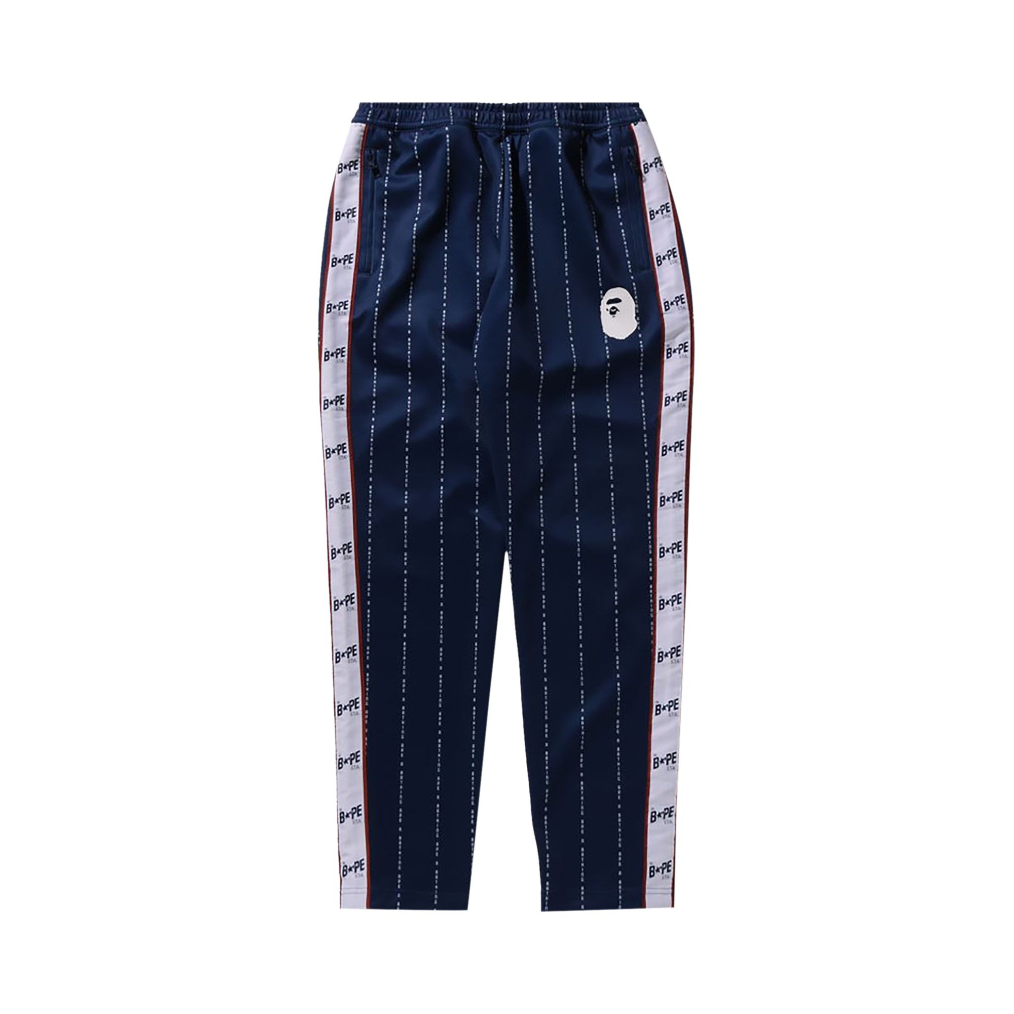 BAPE Text Stripe Jersey Pants 'Navy' | Blue | Men's Size L