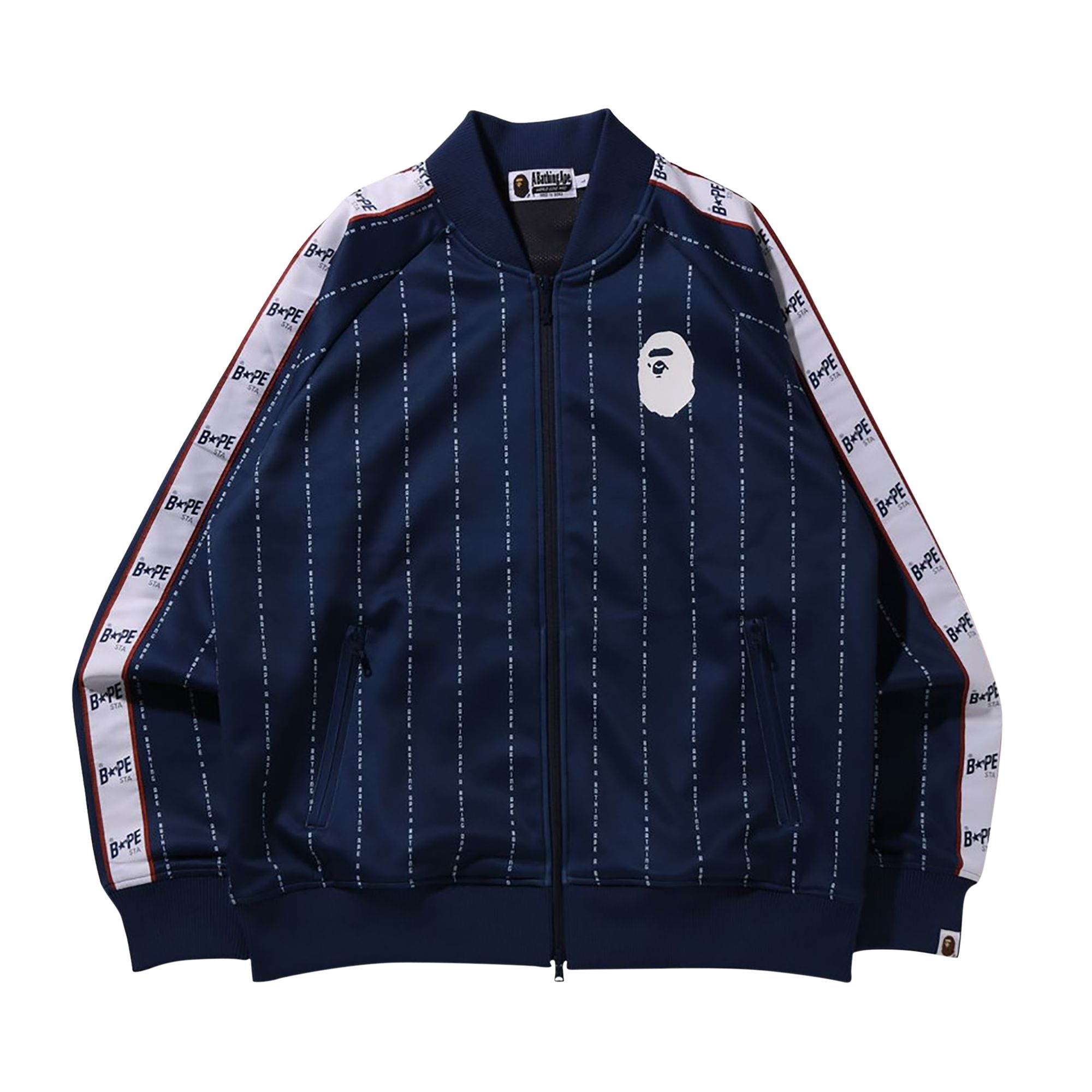 BAPE Text Stripe Jersey Top 'Navy' | Blue | Men's Size M