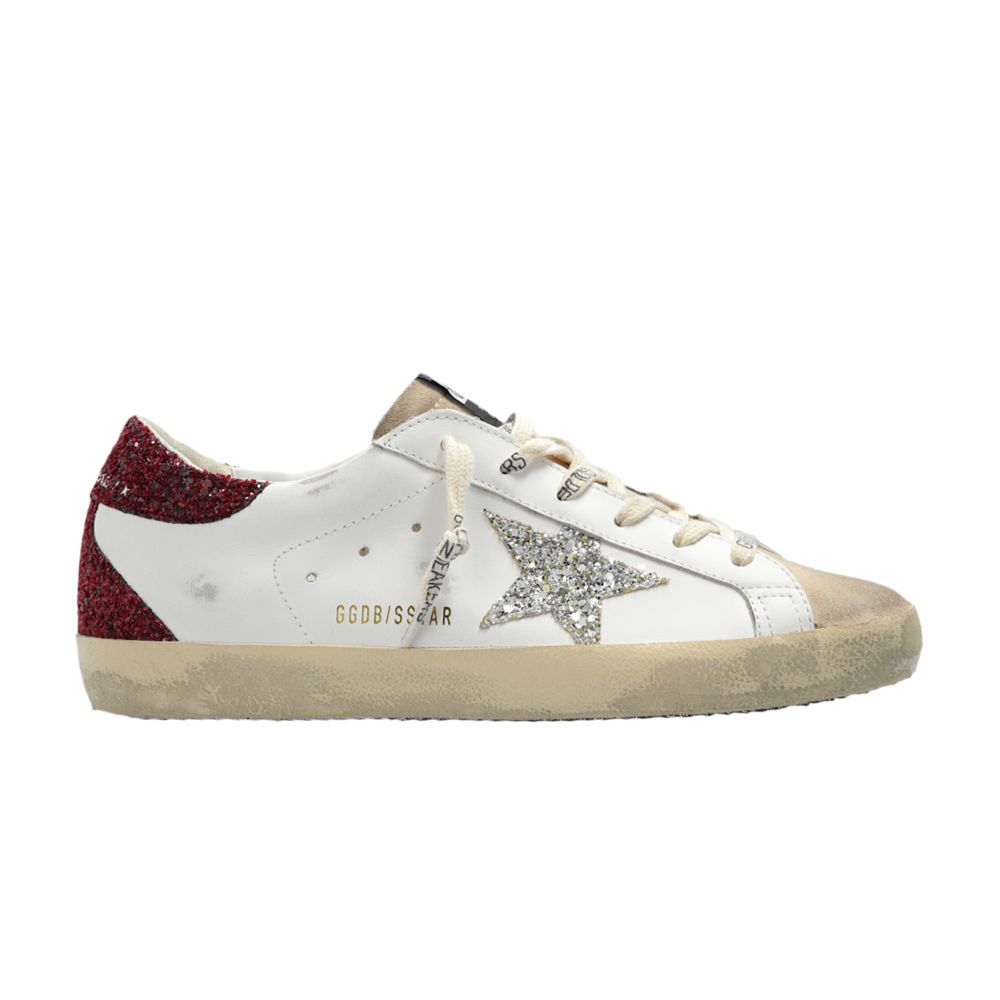 Pre-owned Golden Goose Wmns Superstar 'bordeaux Silver Glitter' | White | Women's Size 35