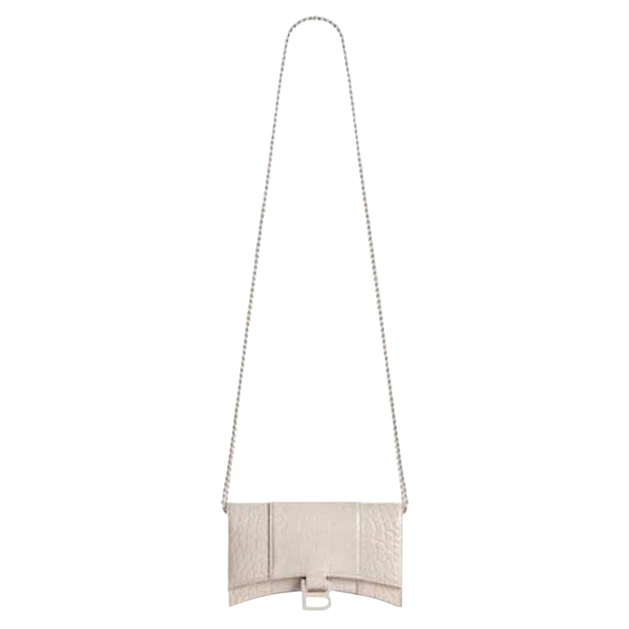 Balenciaga Crocodile Embossed Hourglass Wallet On Chain 'White' | Women's Size Onesize