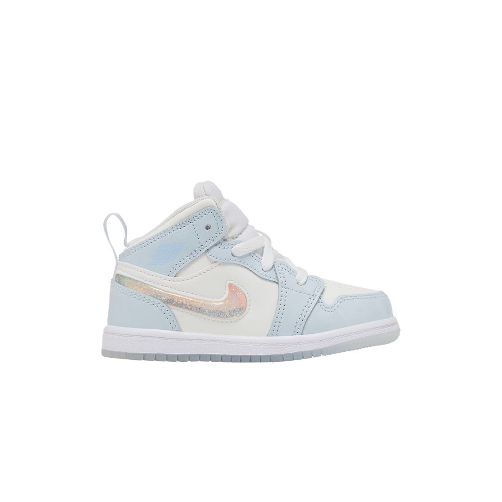 Air Jordan 1 Mid SE TD 'Glitter Swoosh' | Blue | Infant Size 10 - FQ9116-400