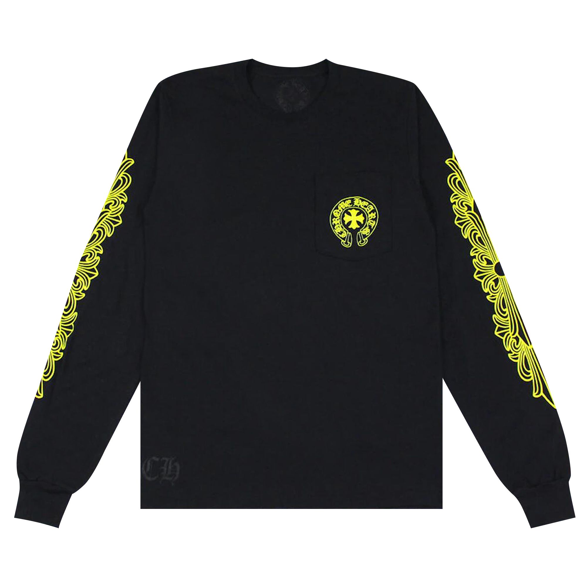 Pre-owned Chrome Hearts Made In Hollywood Pocket Long-sleeve T-shirt 'black/yellow' | Men's Size M