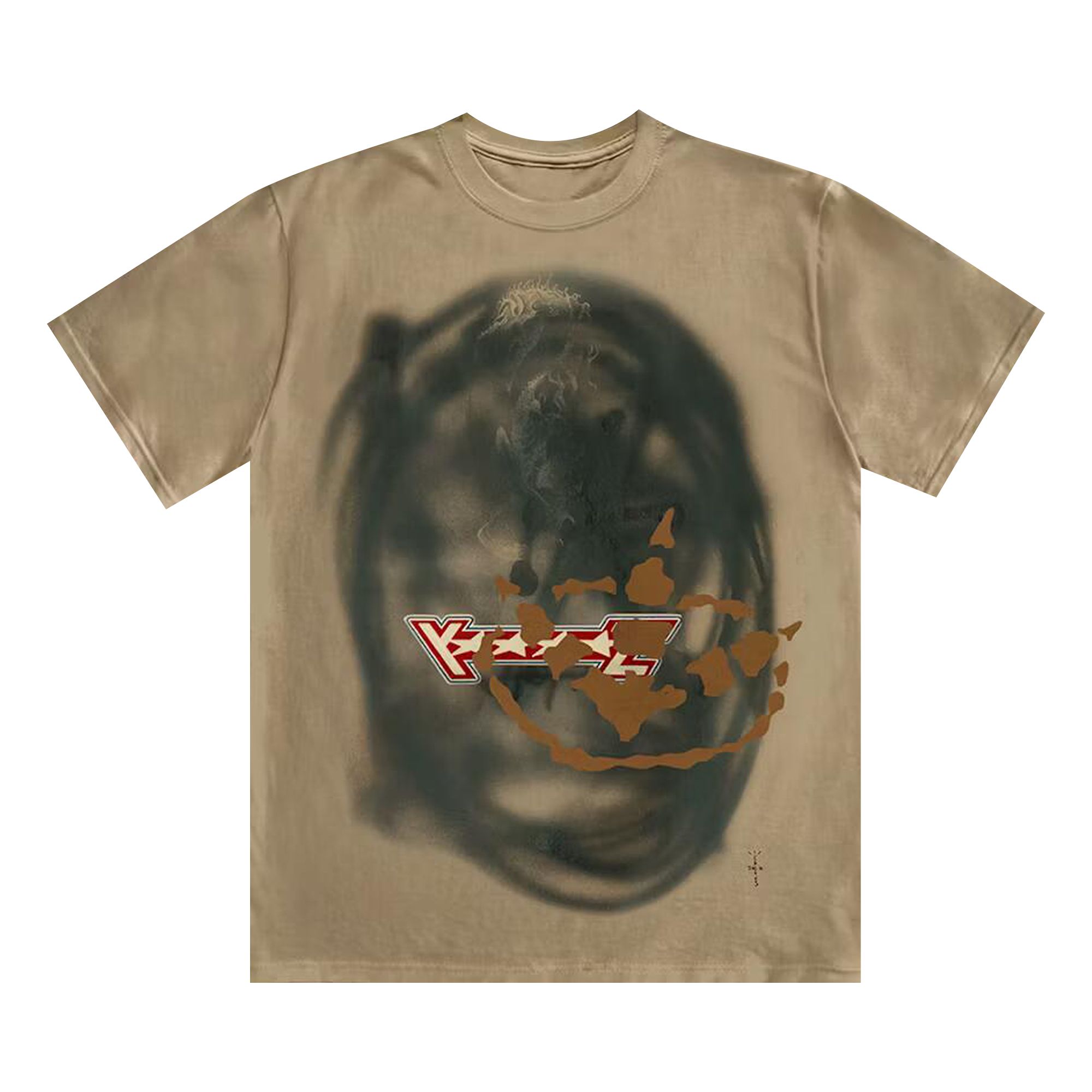 Pre-owned Cactus Jack By Travis Scott Sprayed Short-sleeve Tee 'multicolor' In Tan