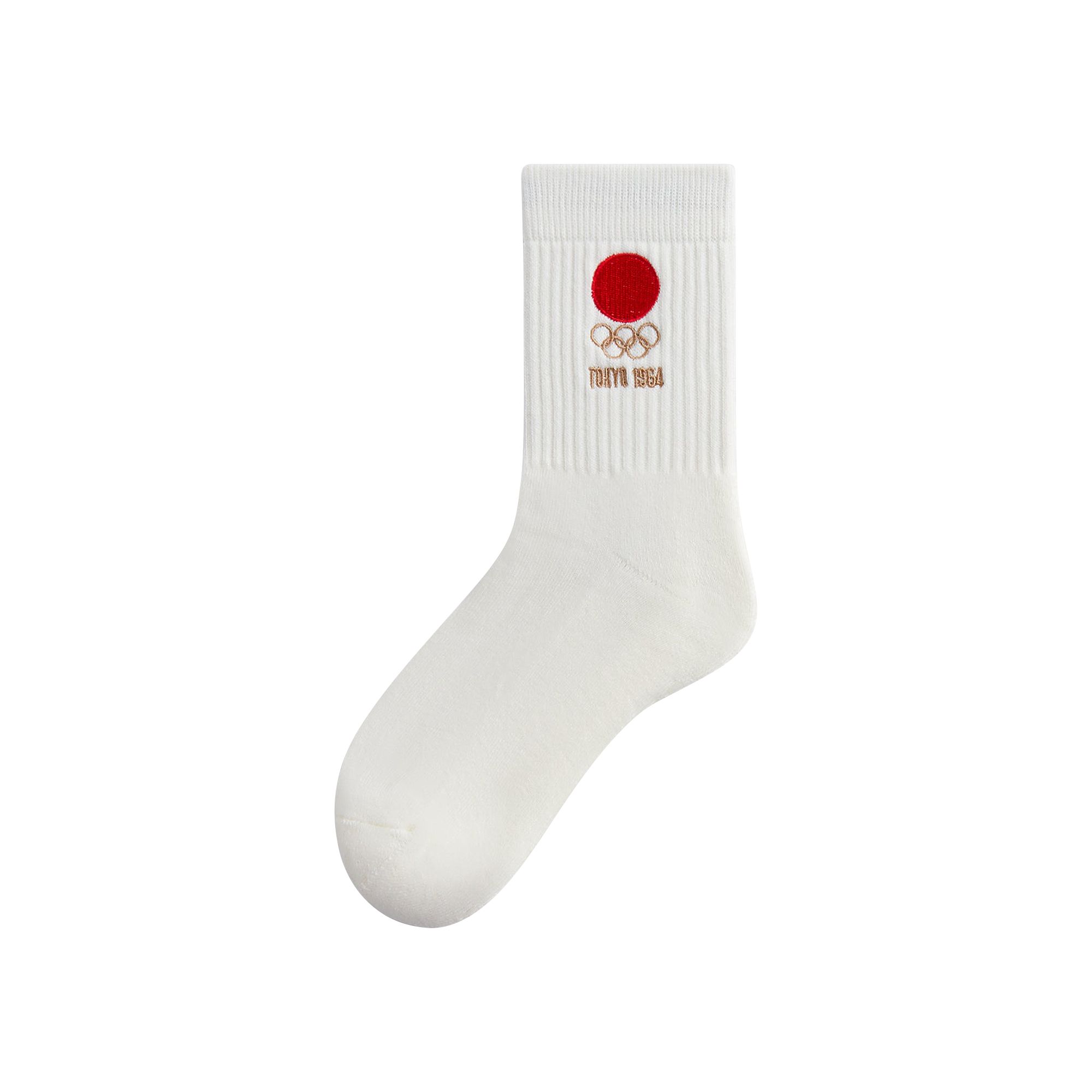 Pre-owned Kith For Olympics Heritage Tokyo Mid Crew Sock 'silk' | White | Men's Size Onesize