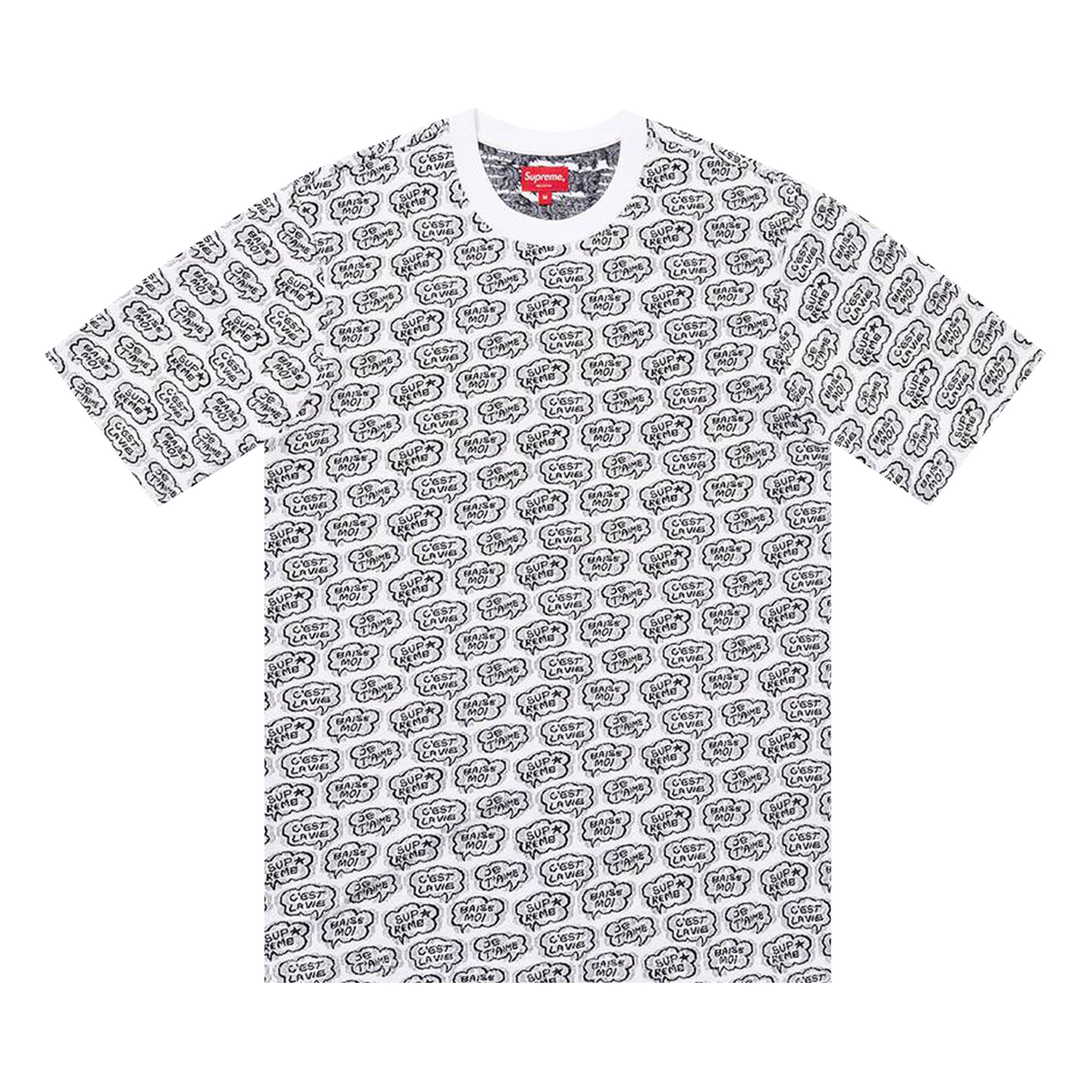 Pre-owned Supreme Word Bubble Jacquard Short-sleeve Top 'white' | Men's Size L