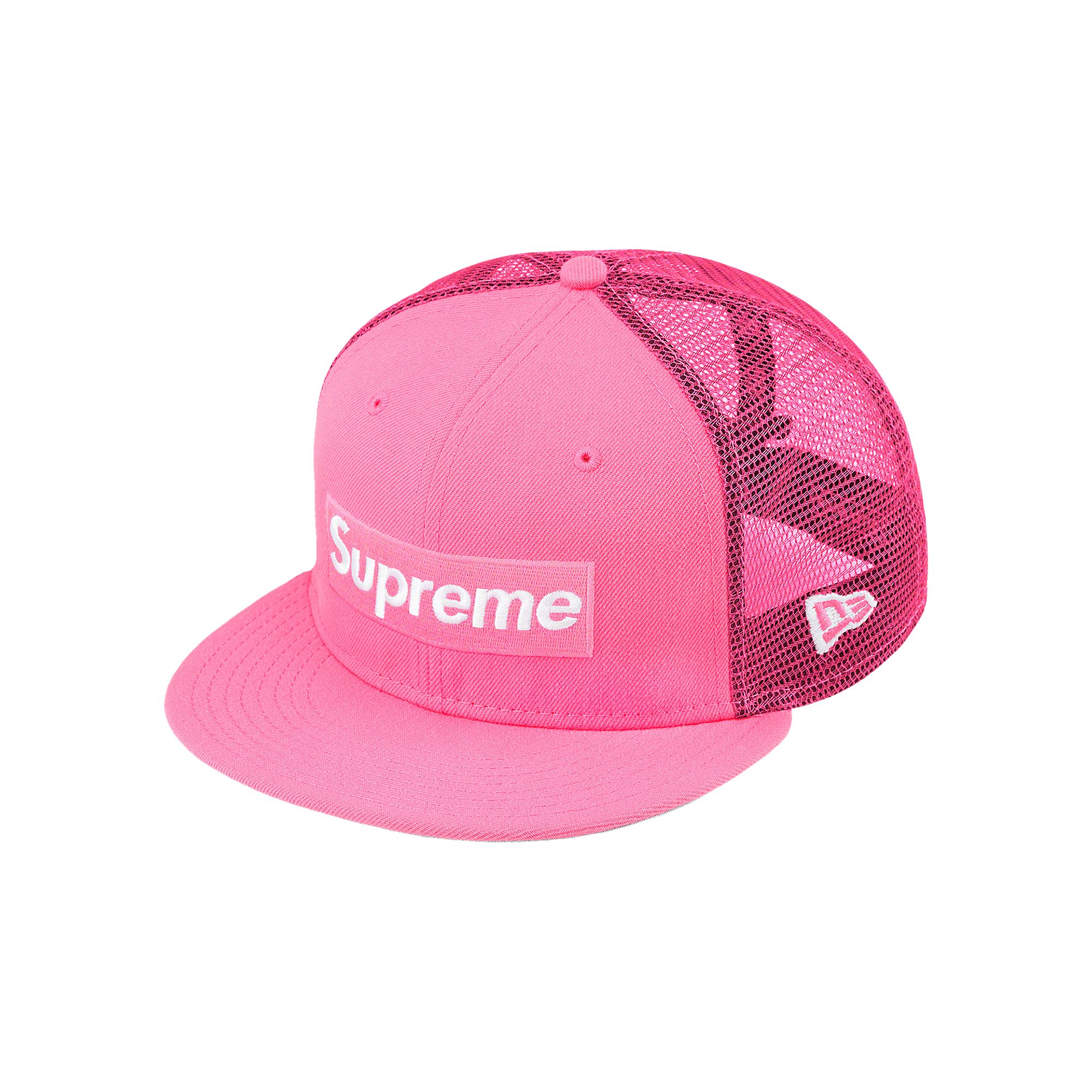 Supreme Box Logo Mesh Back New Era 'Pink' | Men's Size 7.375