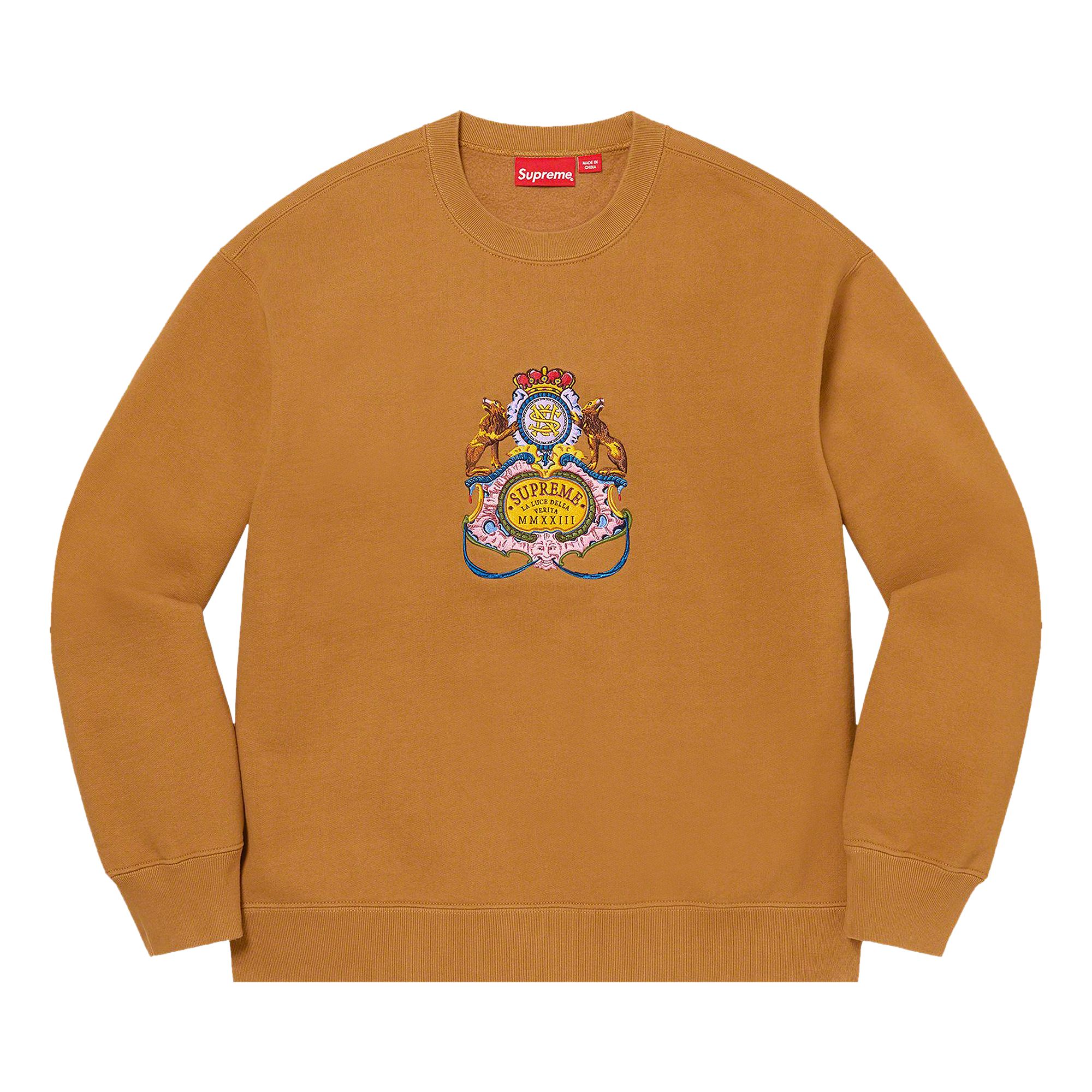 Pre-owned Supreme Crest Crewneck 'dark Mustard' | Yellow | Men's Size S