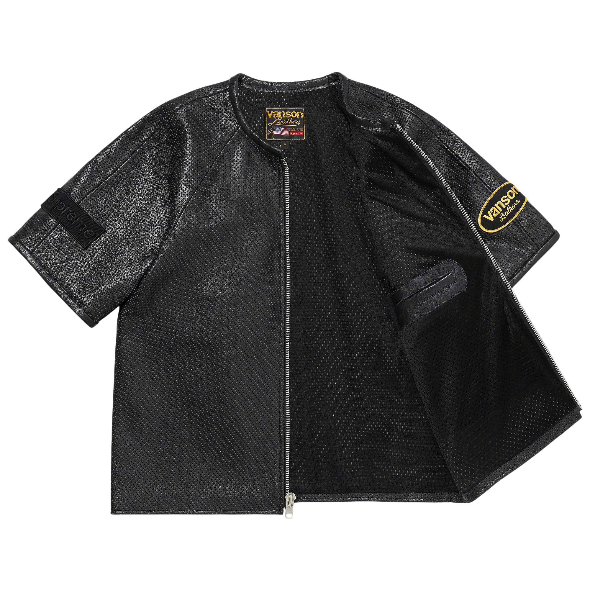 Pre-owned Supreme X Vanson Leathers Short-sleeve Racing Jacket 'black' | Men's Size S