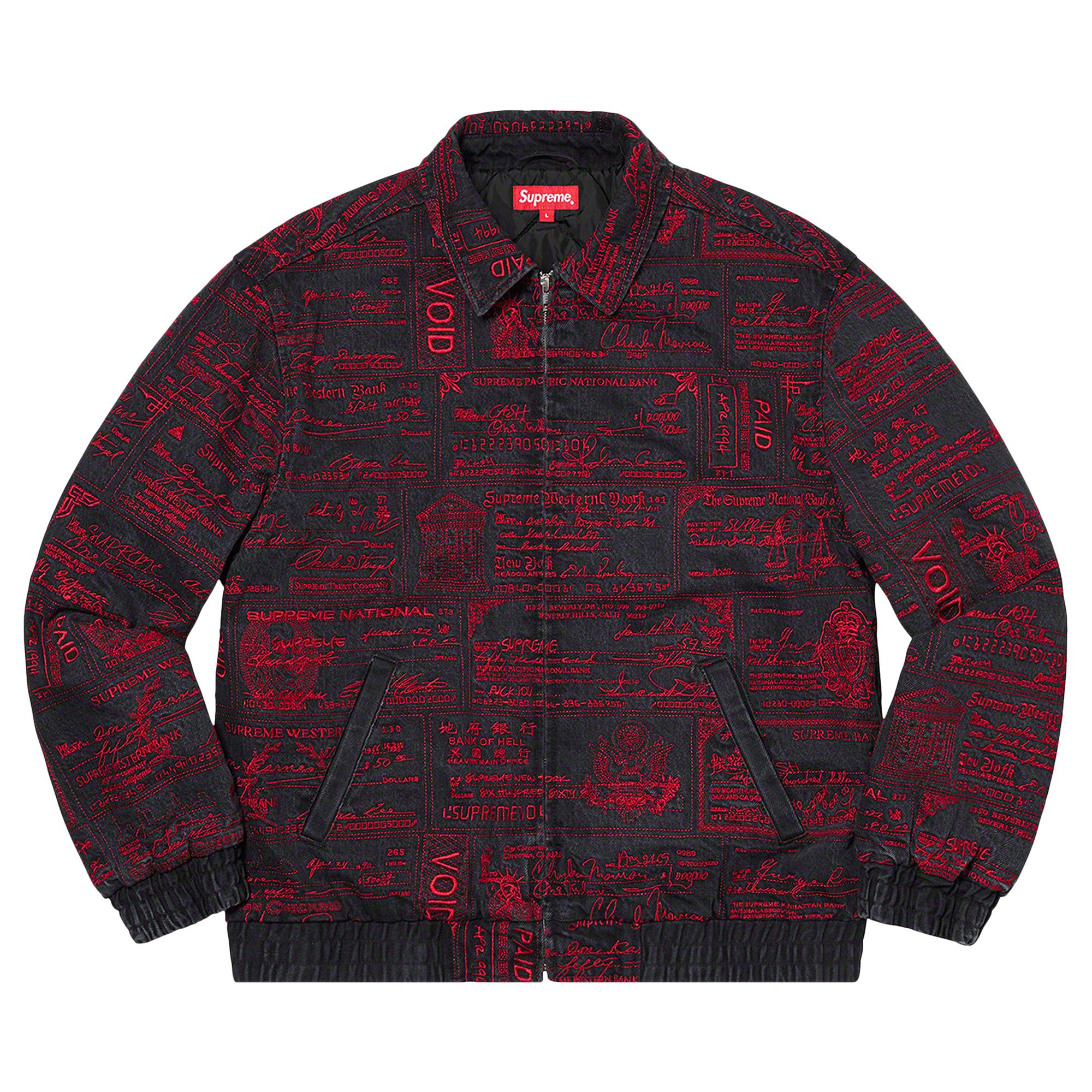 Supreme Checks Embroidered Denim Jacket 'Black' | Men's Size S