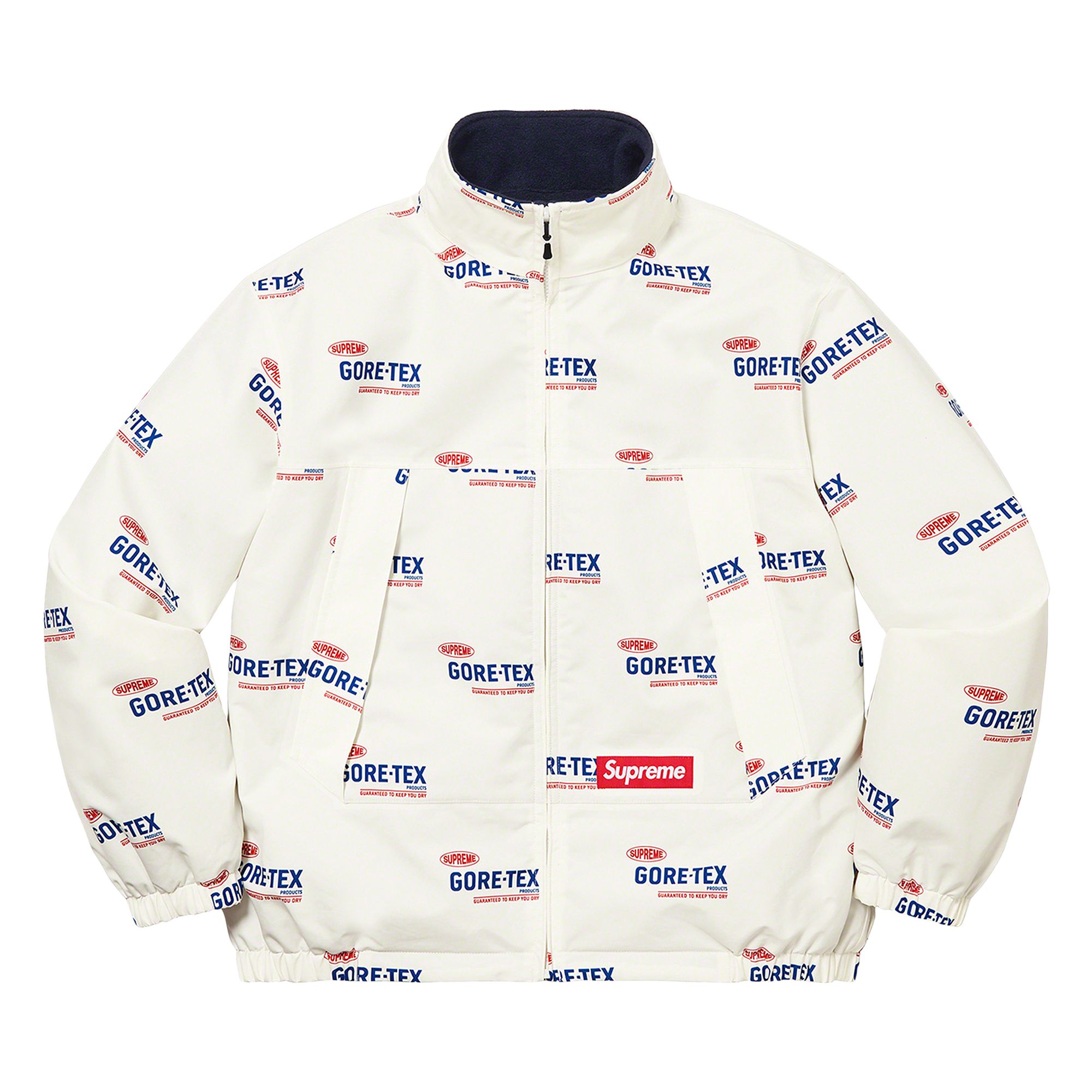 Pre-owned Supreme Gore-tex Reversible Polartec Lined Jacket 'natural Logos' In Cream
