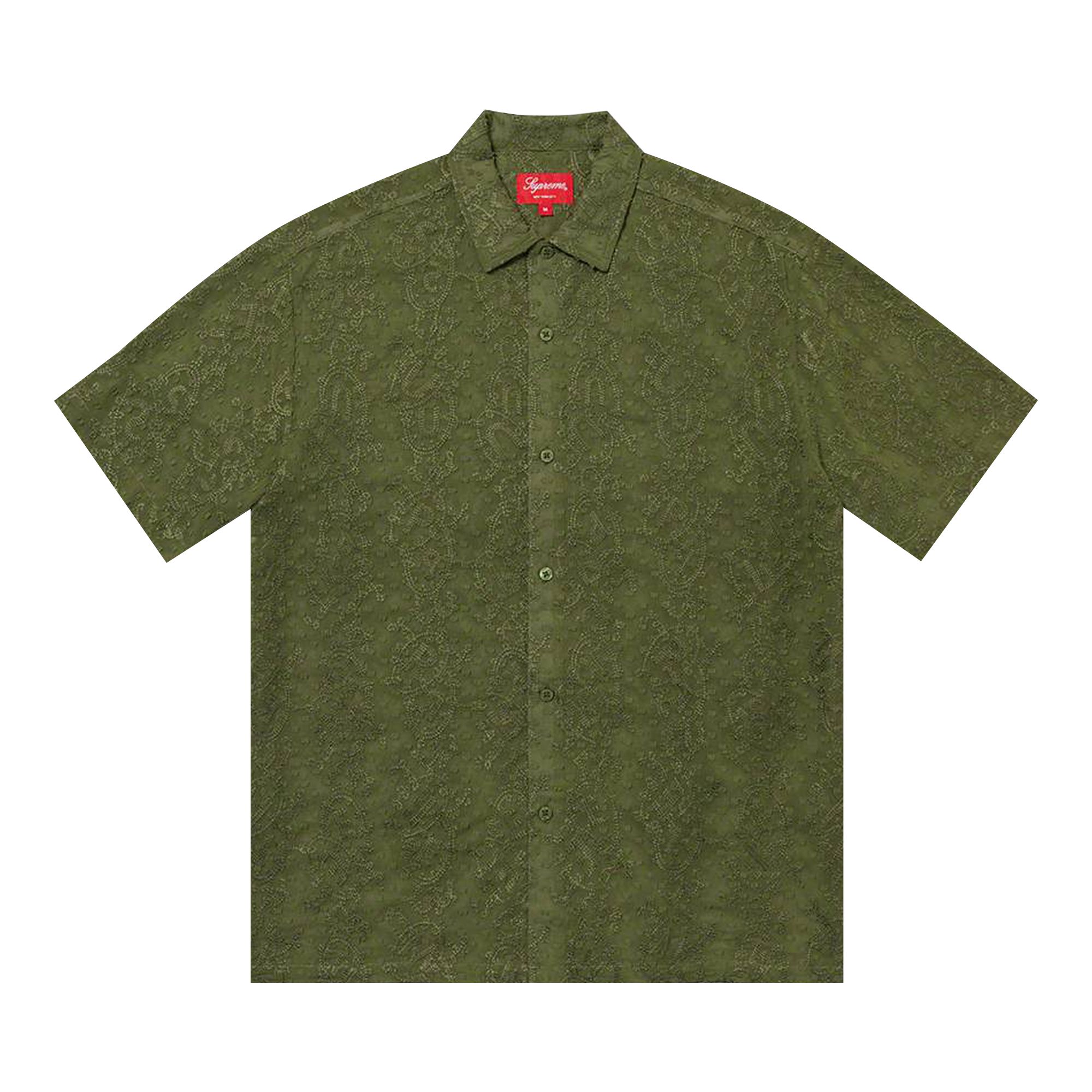 Pre-owned Supreme Chainstitch Chiffon Short-sleeve Shirt 'olive' | Green | Men's Size S