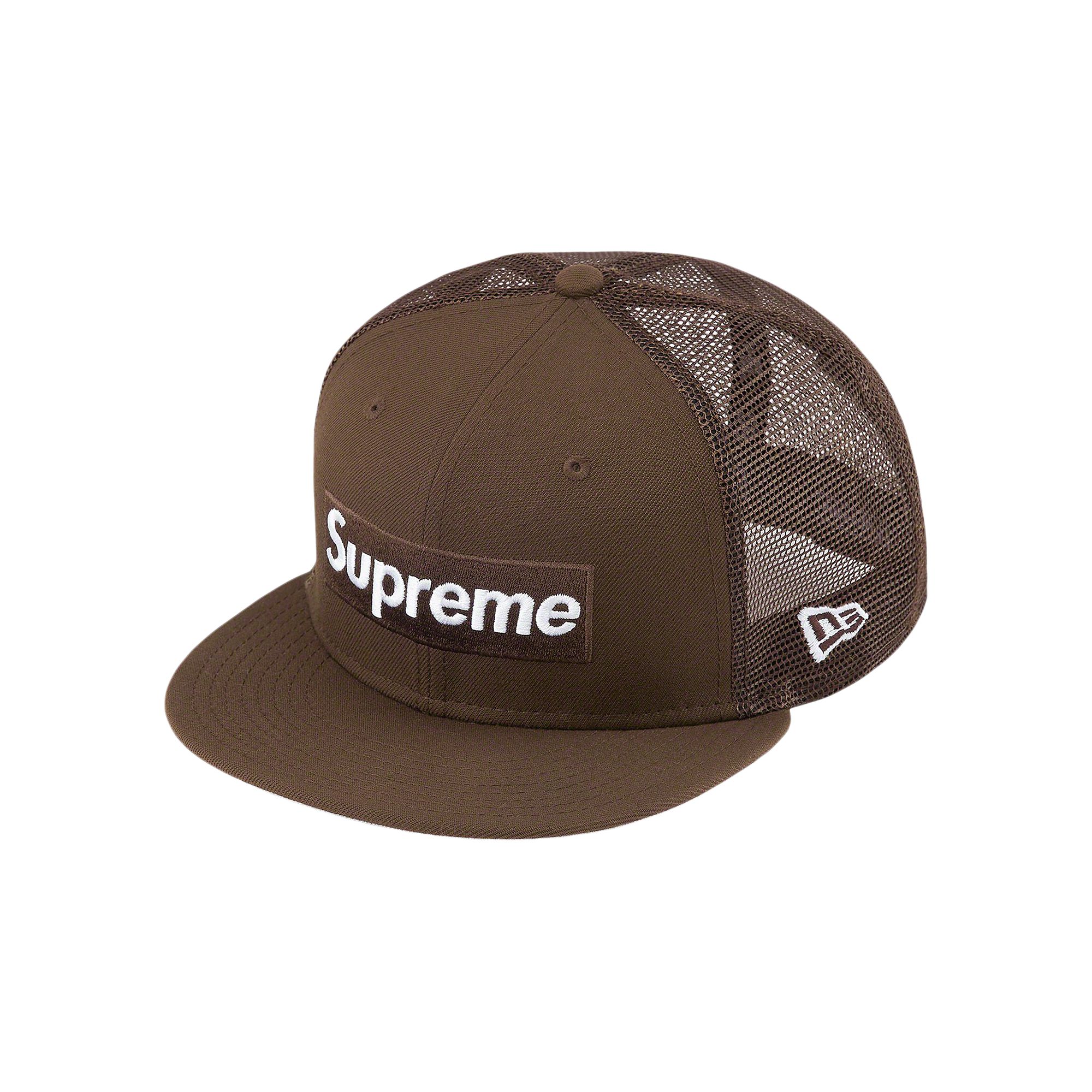 Supreme Box Logo Mesh Back New Era 'Brown' | Men's Size 7.5