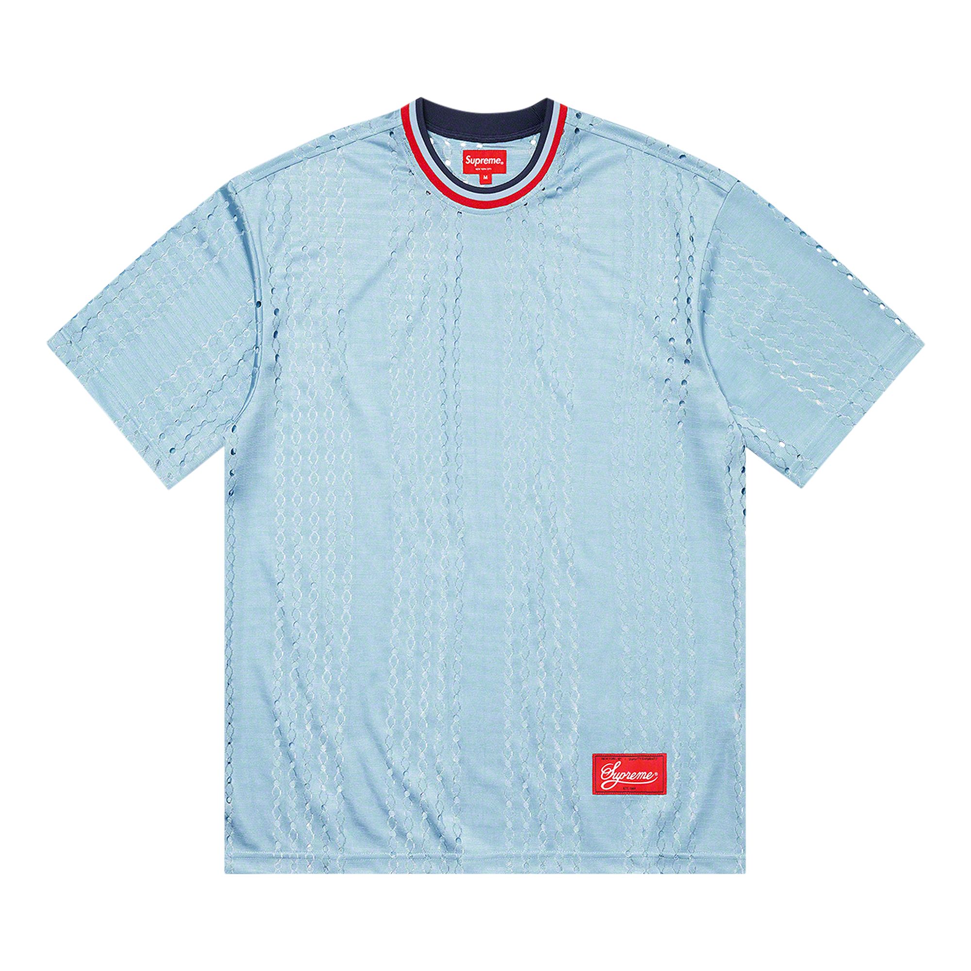 Pre-owned Supreme Preforated Stripe Warm Up Top 'light Blue'