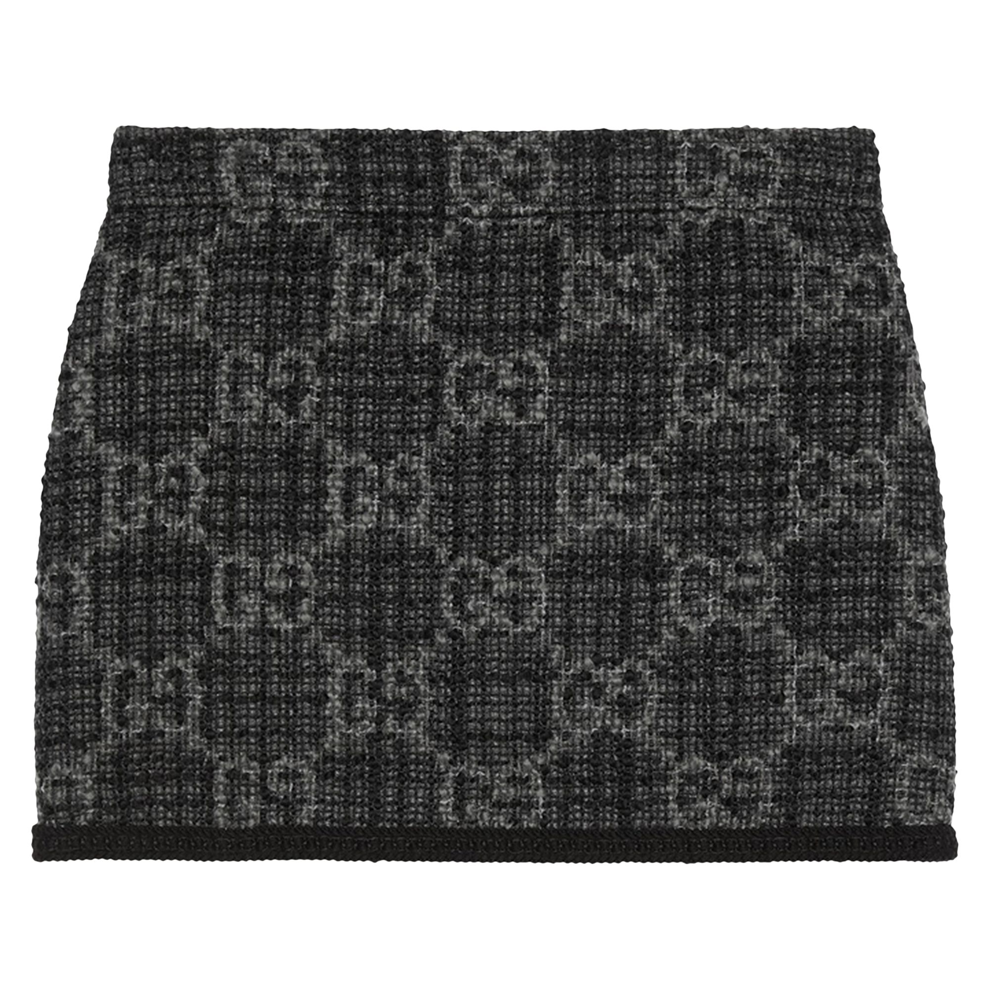 Pre-owned Gucci Tonal Gg Tweed Skirt 'black' | Women's Size 40