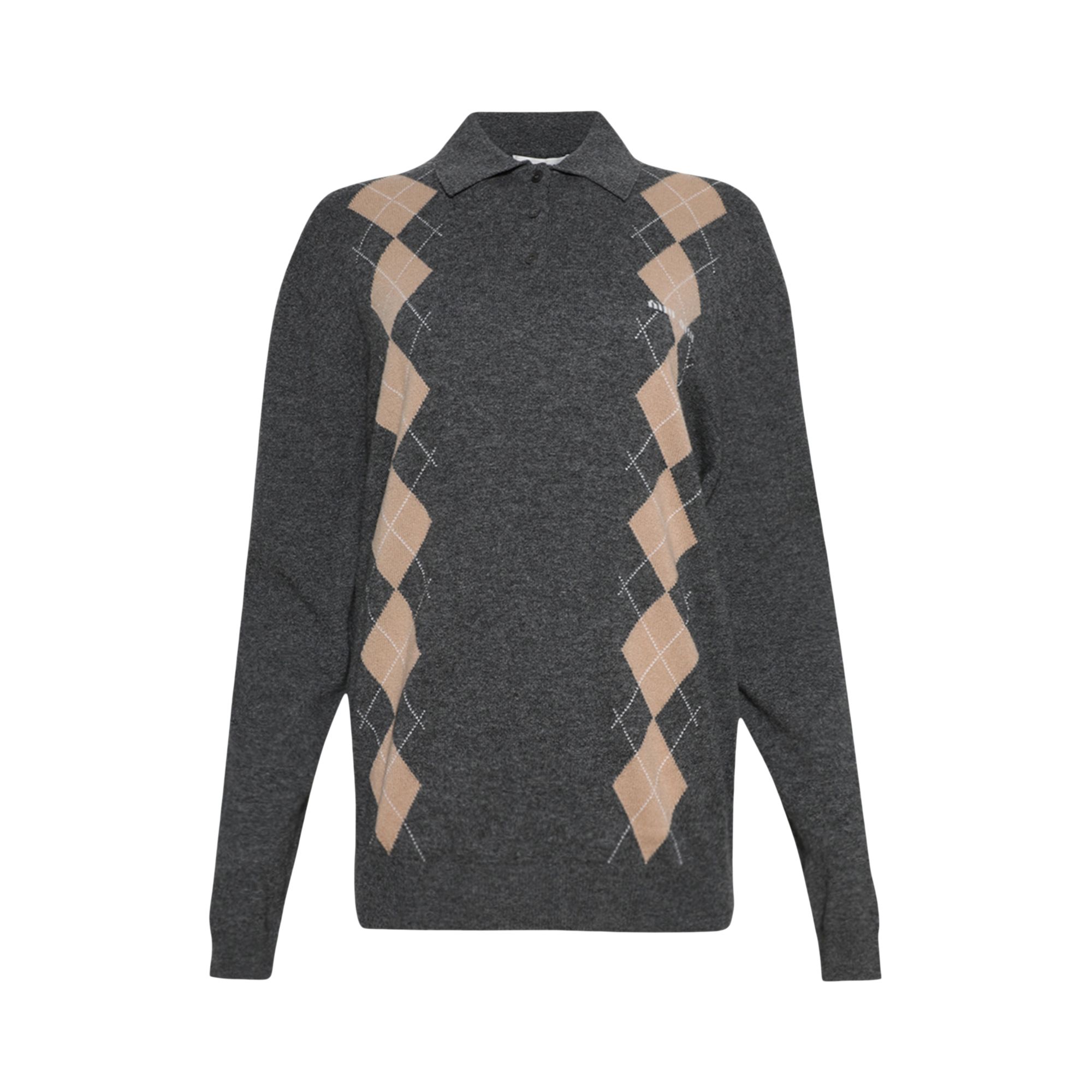 Pre-owned Miu Miu Long-sleeve Knit Polo 'grey' | Women's Size 38