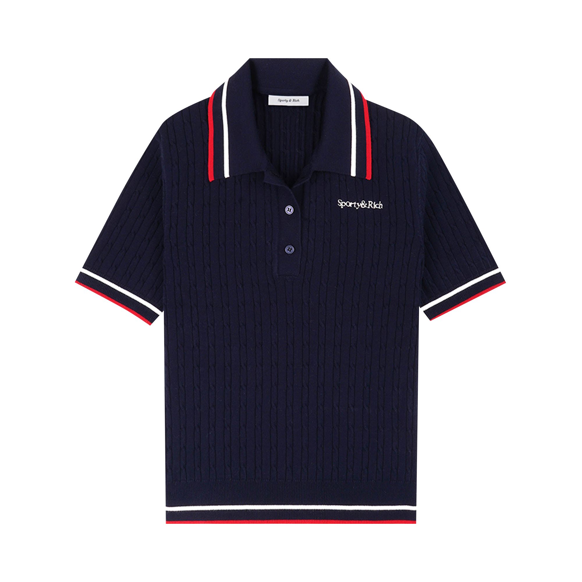 Sporty & Rich Serif Logo Mila Polo Short-Sleeves 'Blue' | Women's Size S