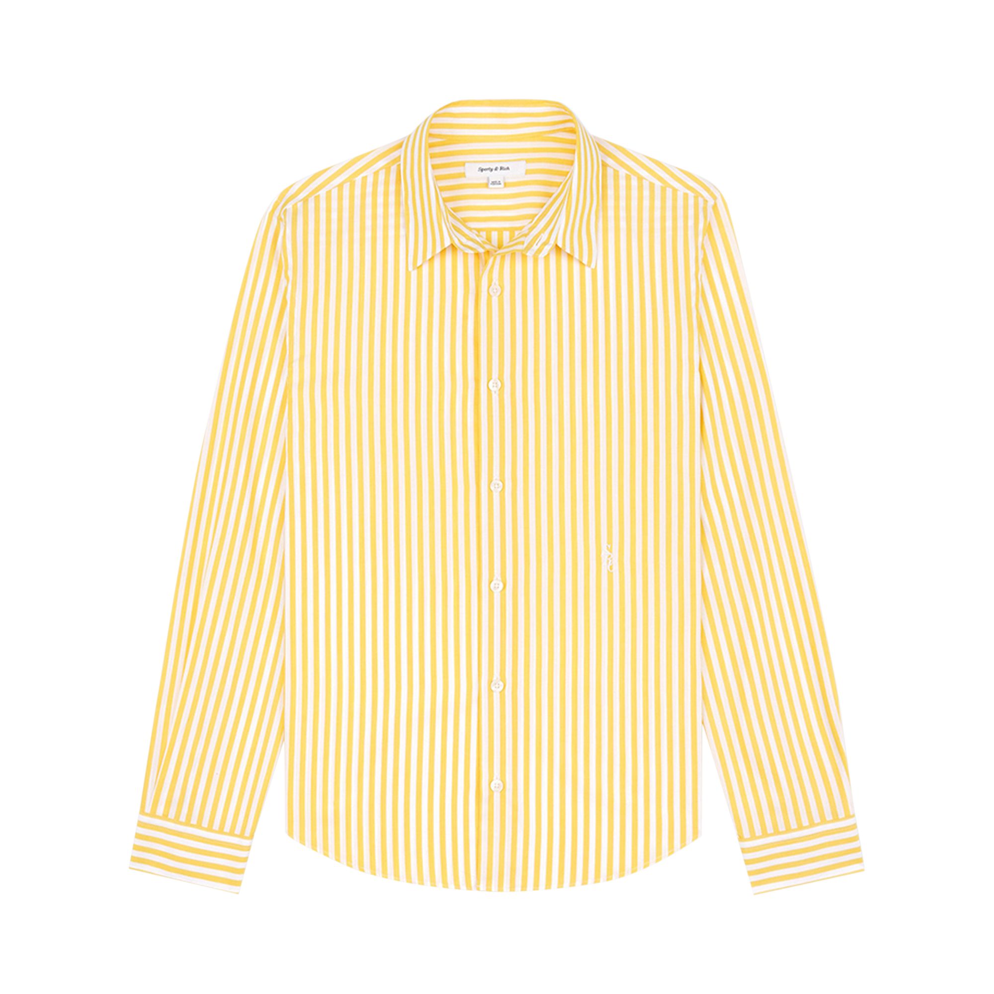 Pre-owned Sporty And Rich Sporty & Rich Src Embroidered Button Down Shirt 'white/yellow'