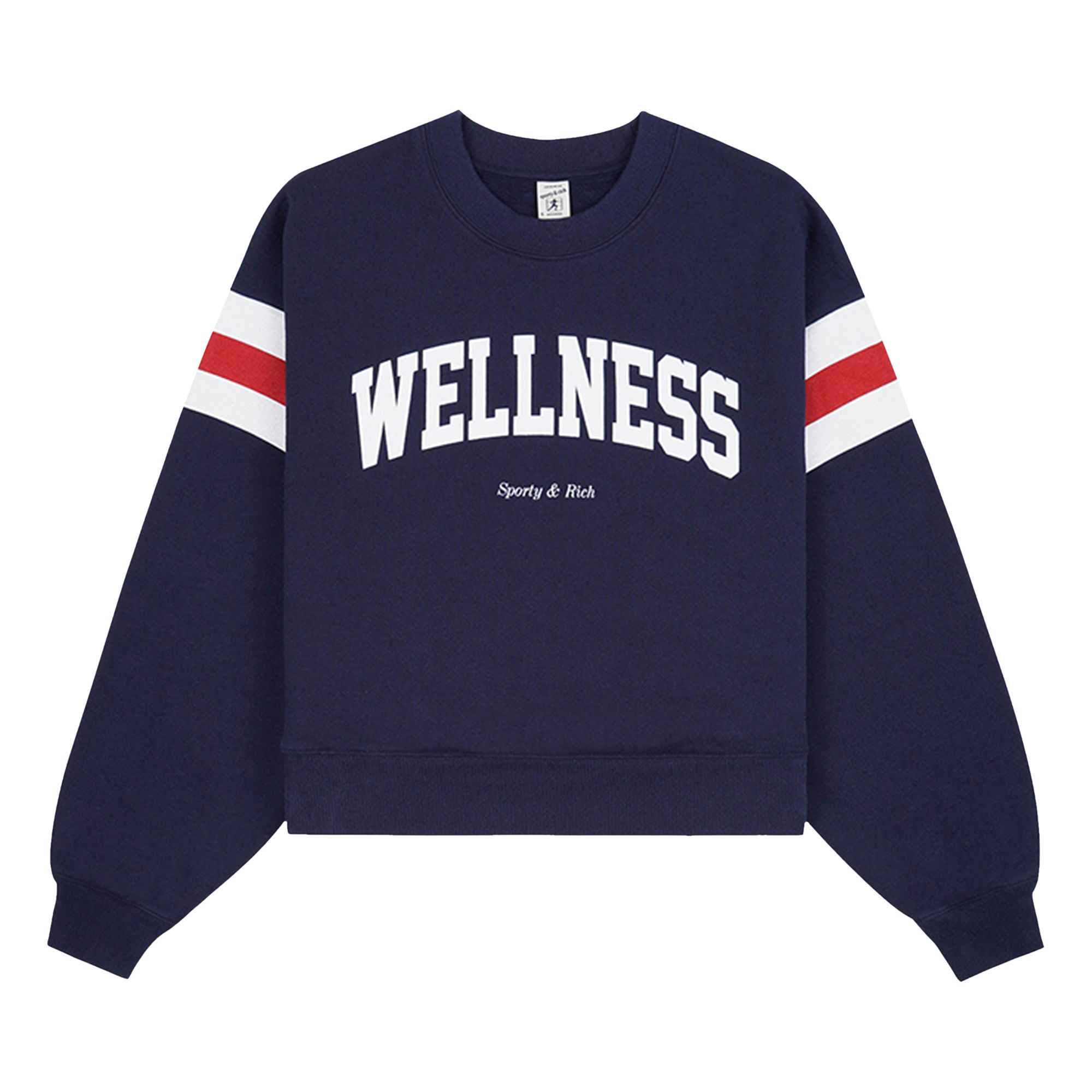 Pre-owned Sporty And Rich Sporty & Rich Wellness Ivy Rugby Crewneck 'navy/bright Red/white' In Blue