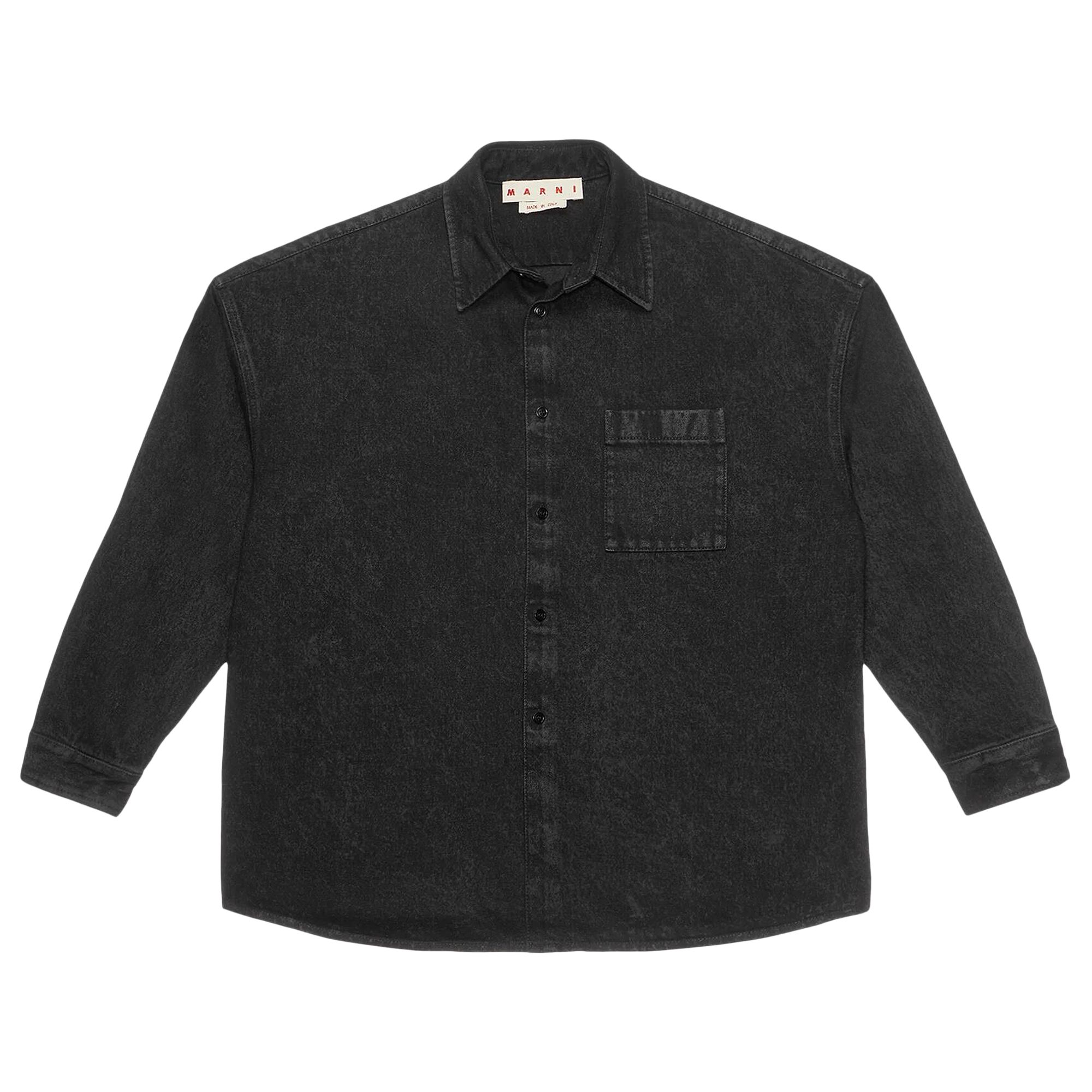Pre-owned Marni Marble Dyed Denim Shirt 'black' | Men's Size 50