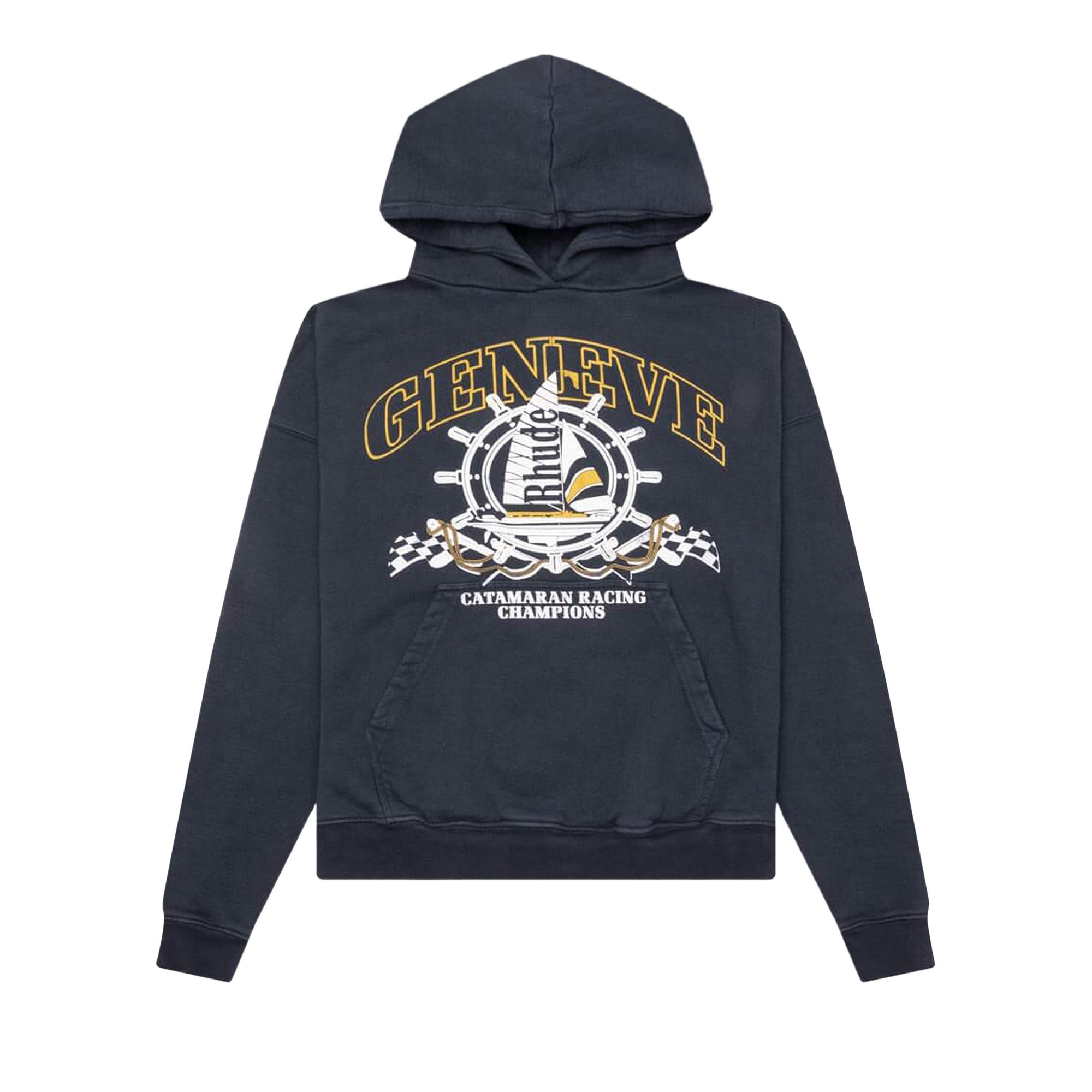 Rhude Geneve Catamaran Hoodie 'Vintage Black' | Men's Size XL