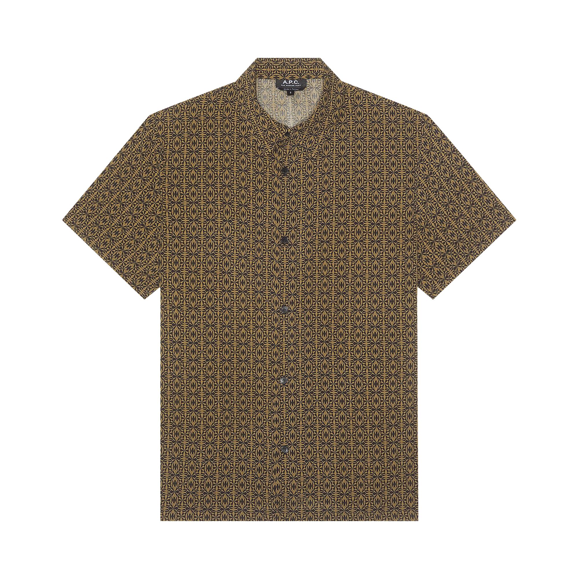 Pre-owned Apc A.p.c. Leandre Short-sleeve Shirt 'tobacco' | Green | Men's Size L