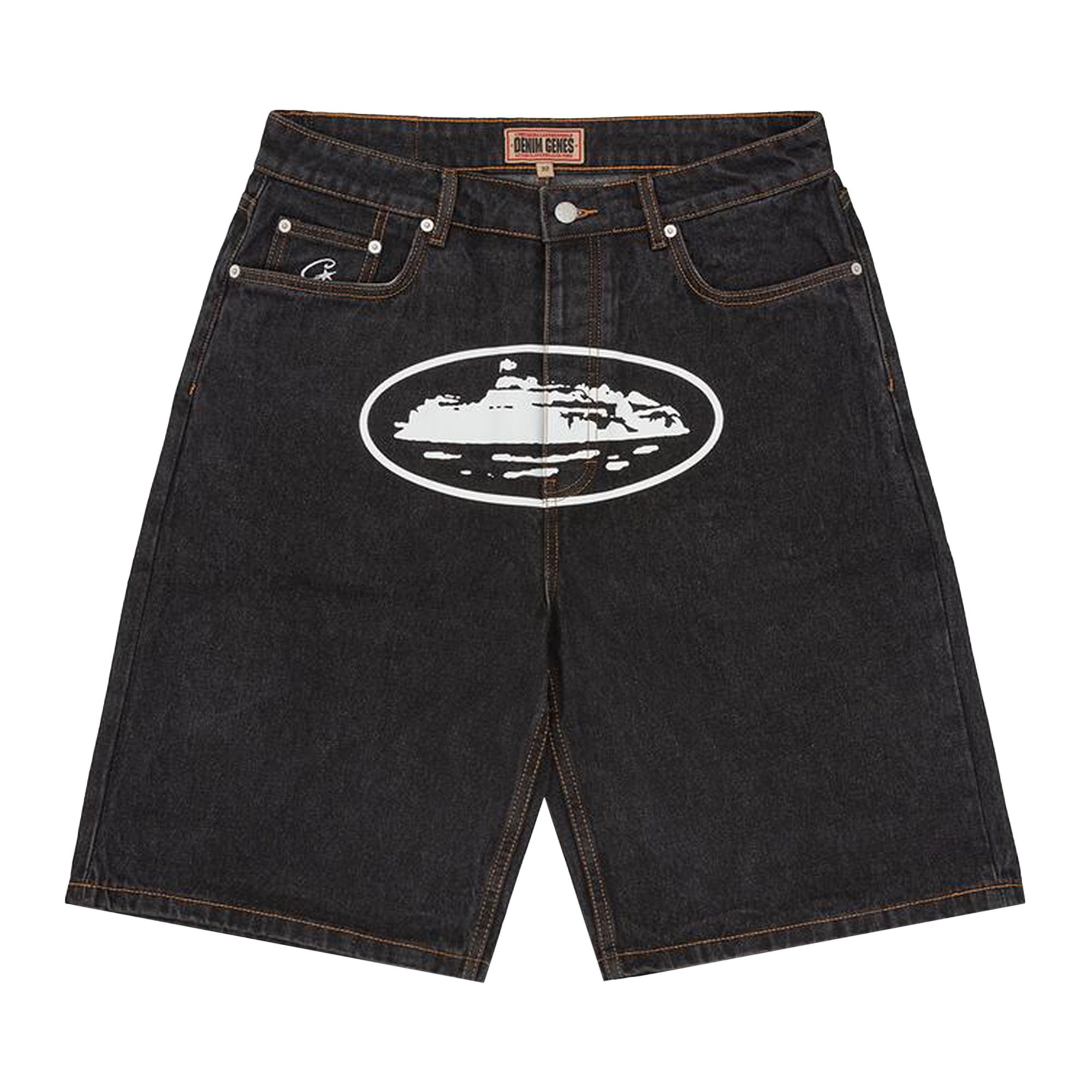Corteiz Alcatraz Baggy Jean Shorts 'Washed Black' | Men's Size 32