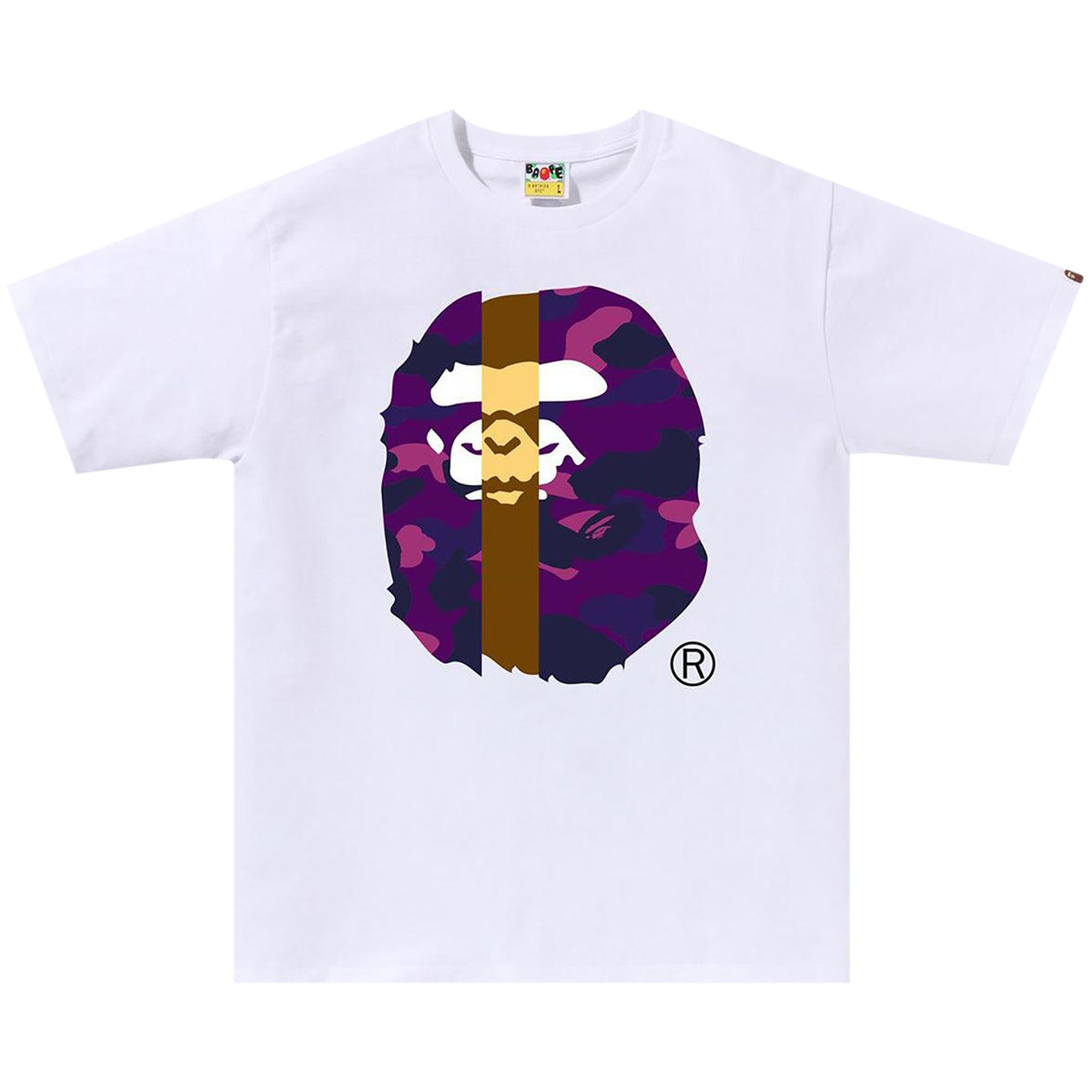 BAPE Color Camo Transform Big Ape Head Tee 'White/Purple' | Men's Size XL