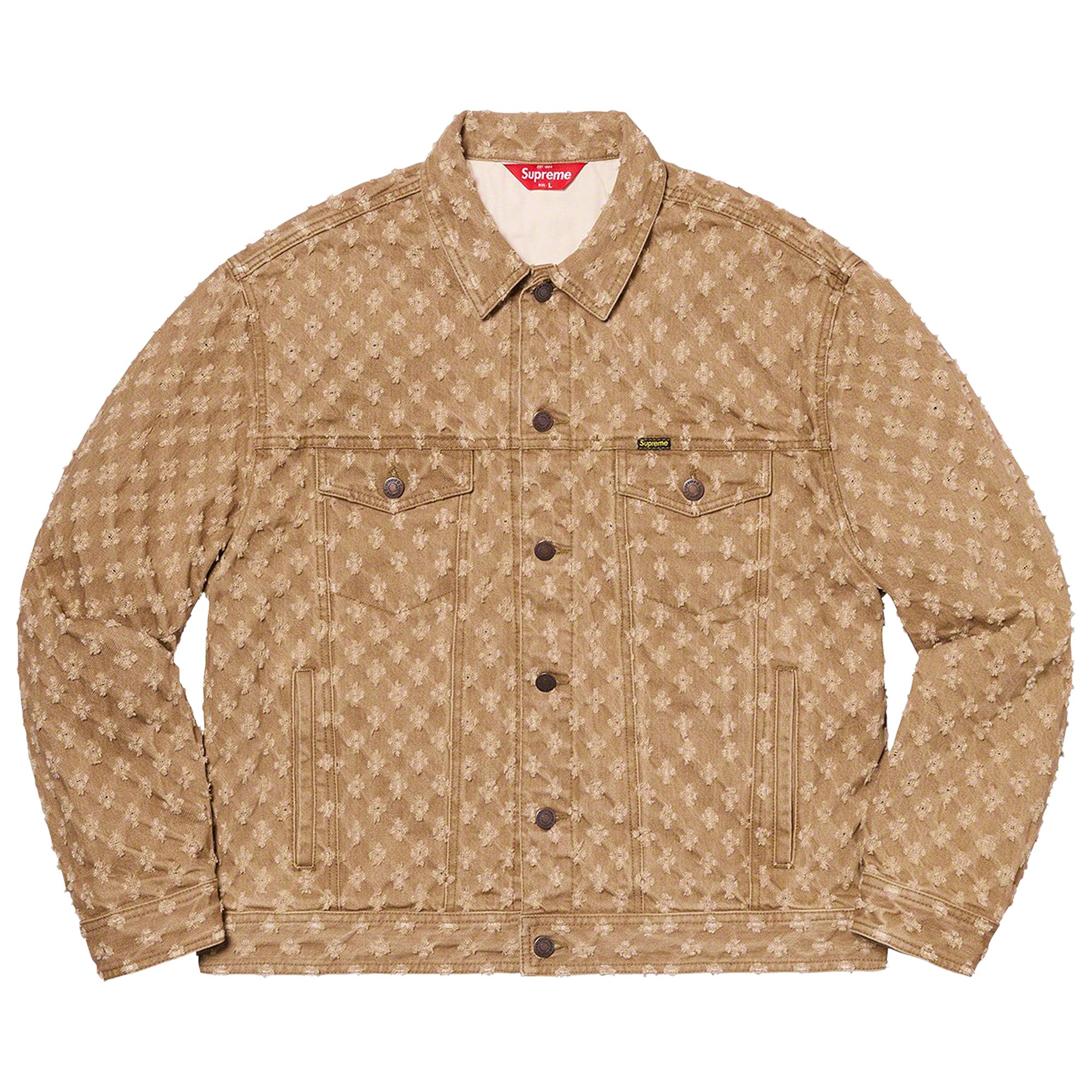 Supreme Hole Punch Denim Trucker Jacket 'Brown' | Men's Size XL
