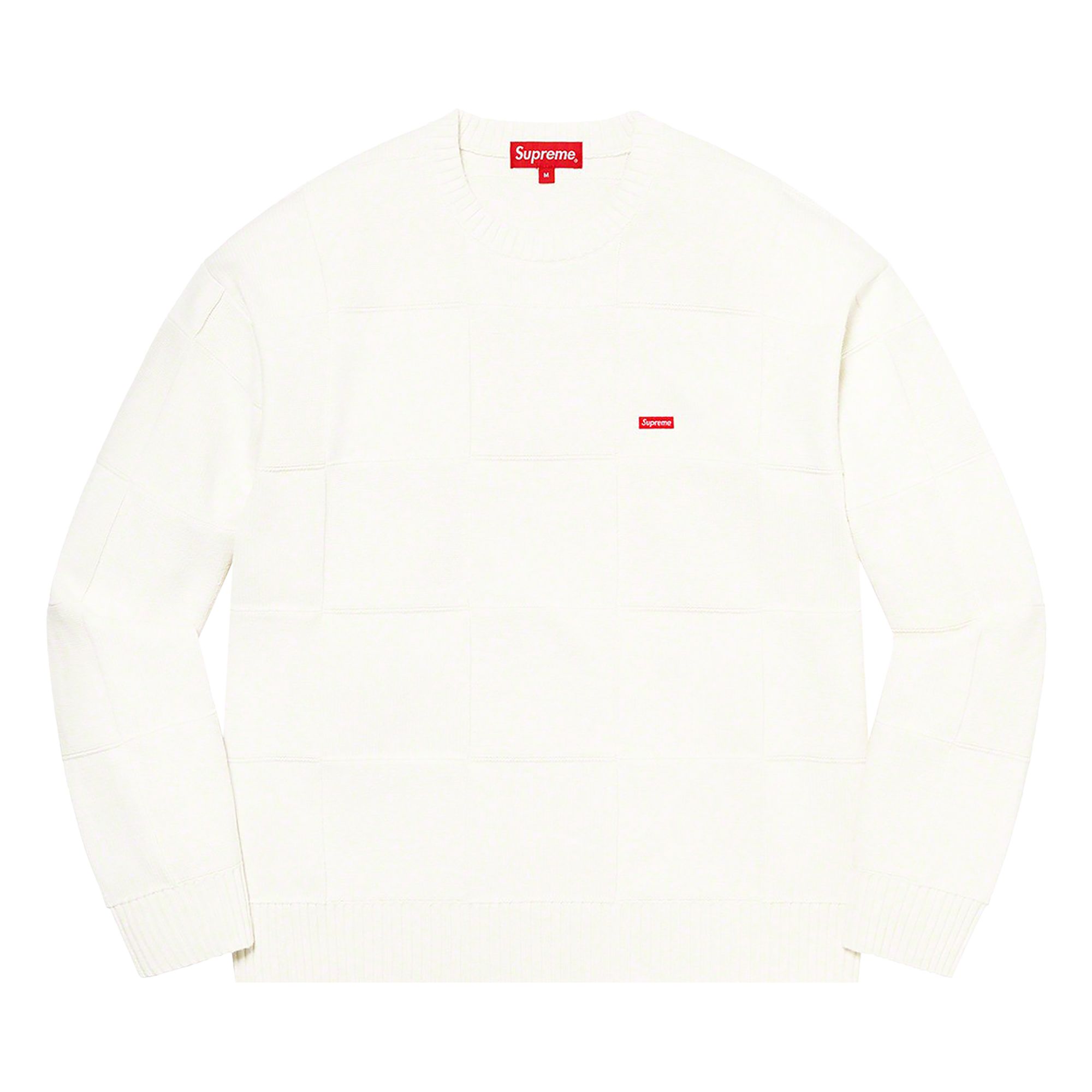 Supreme Tonal Checkerboard Small Box Sweater 'White' | Men's Size XL