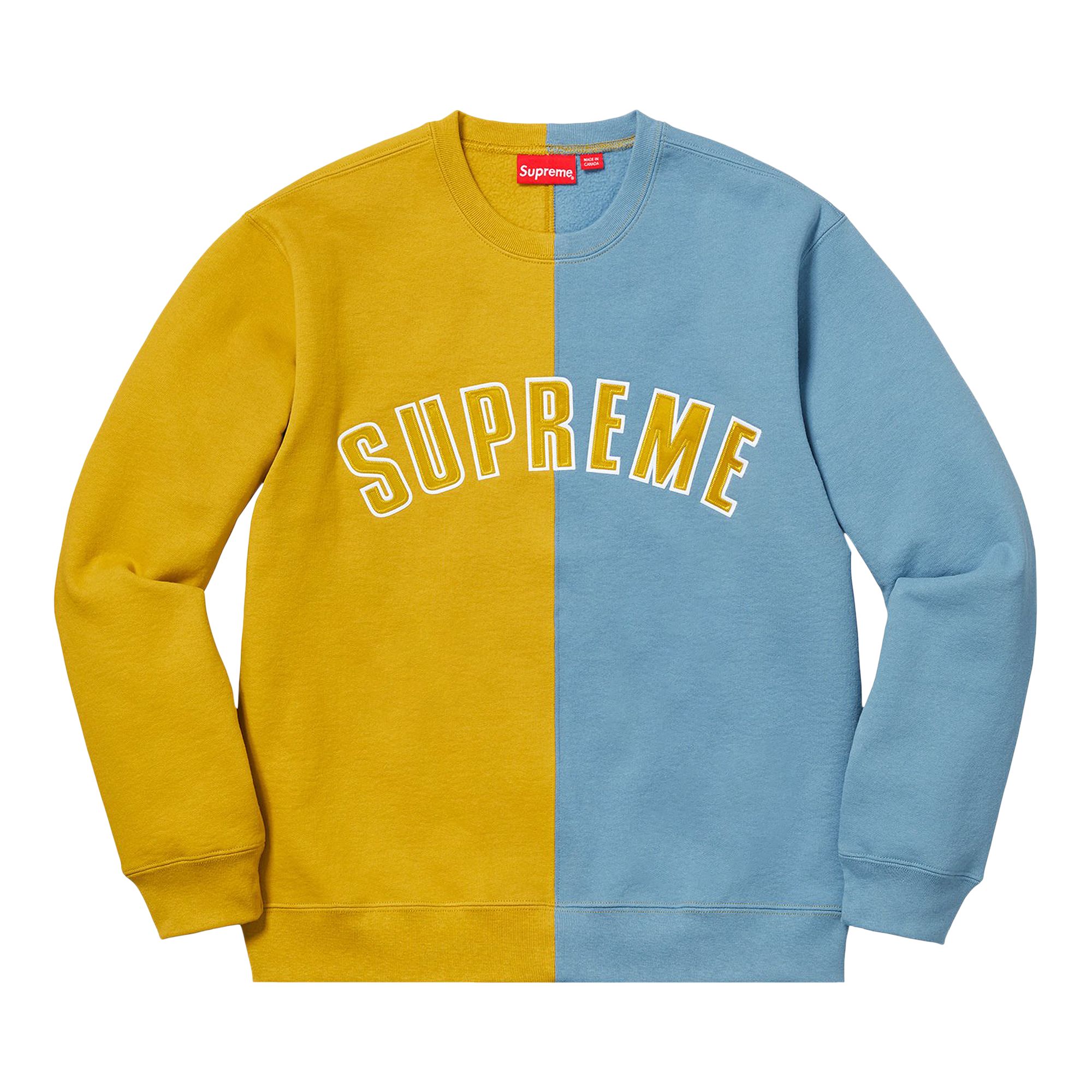 Pre-owned Supreme Split Crewneck Sweatshirt 'mustard' | Yellow | Men's Size M