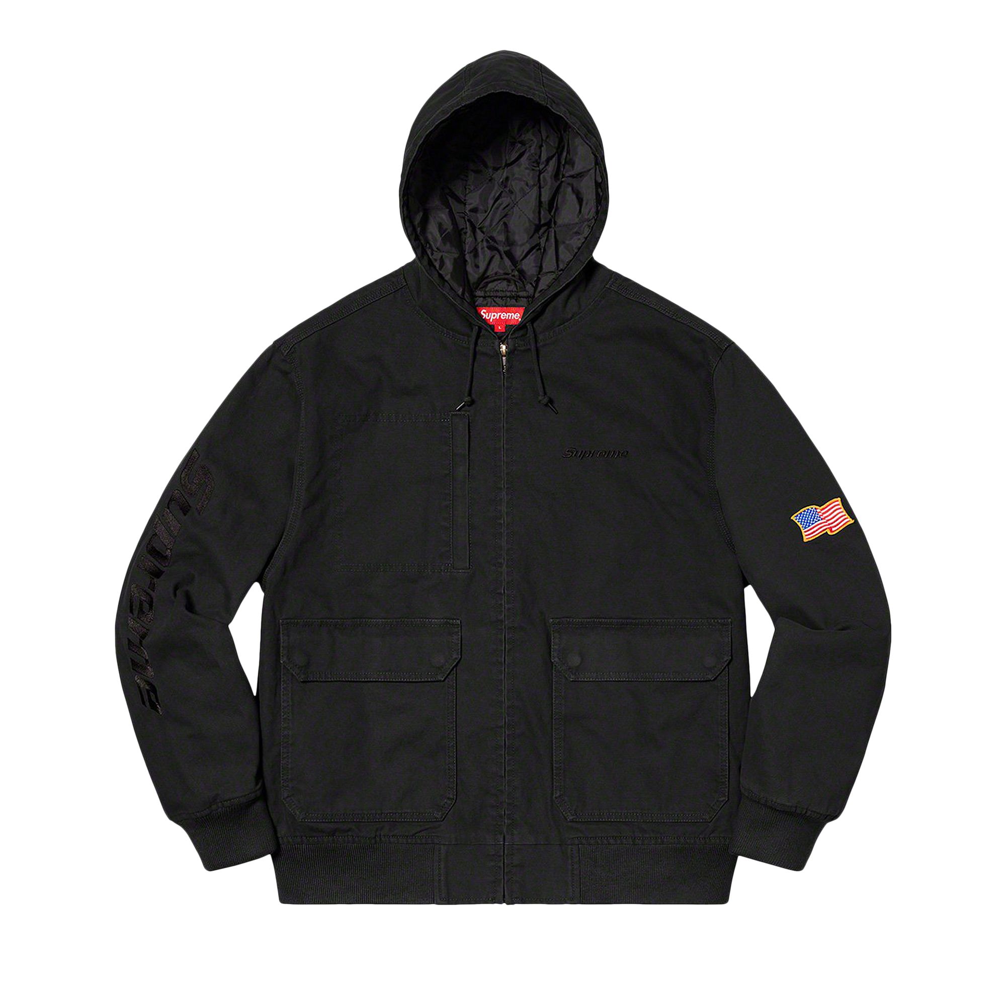 Pre-owned Supreme Canvas Hooded Work Jacket 'black'