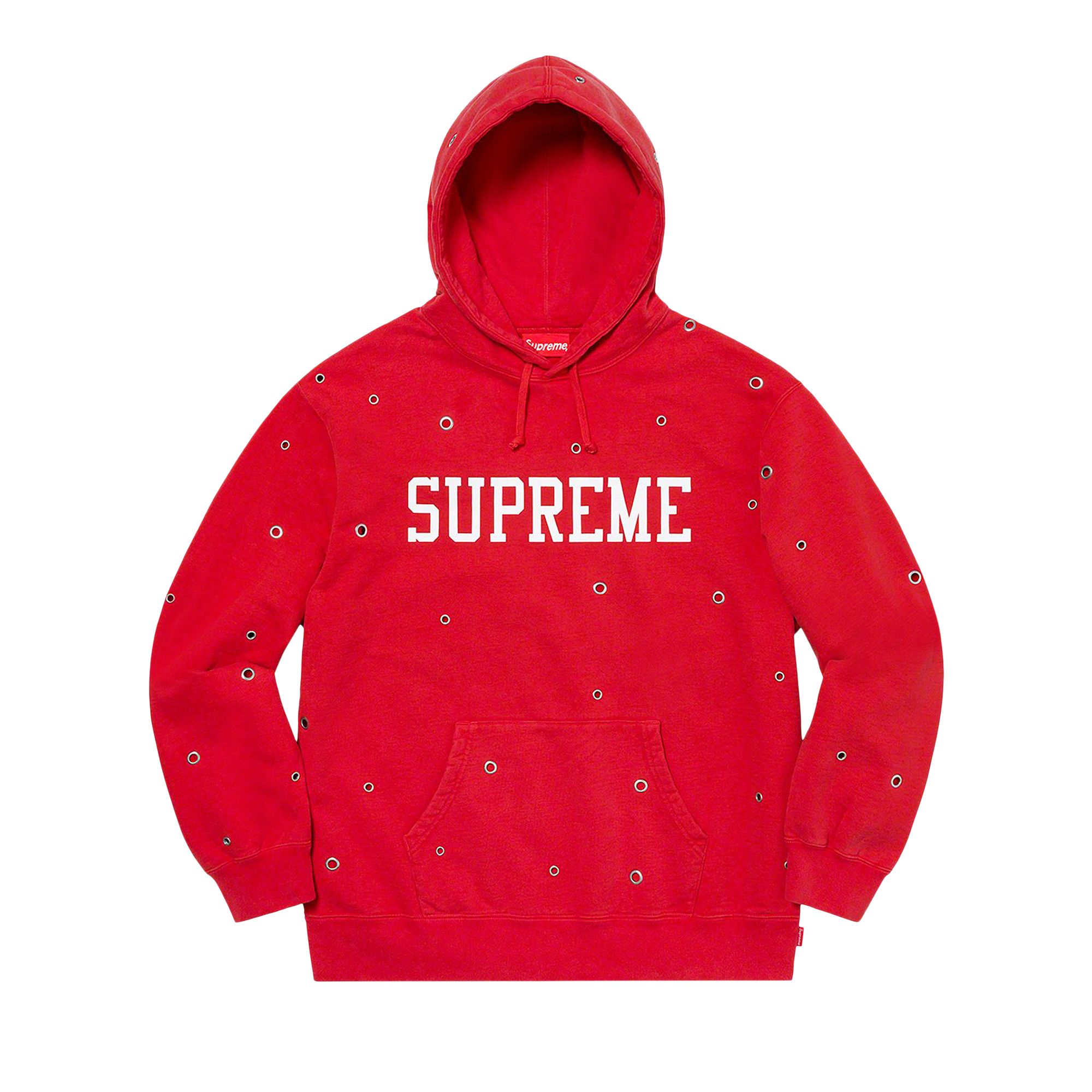 Supreme Eyelet Hooded Sweatshirt 'Red' | Men's Size L