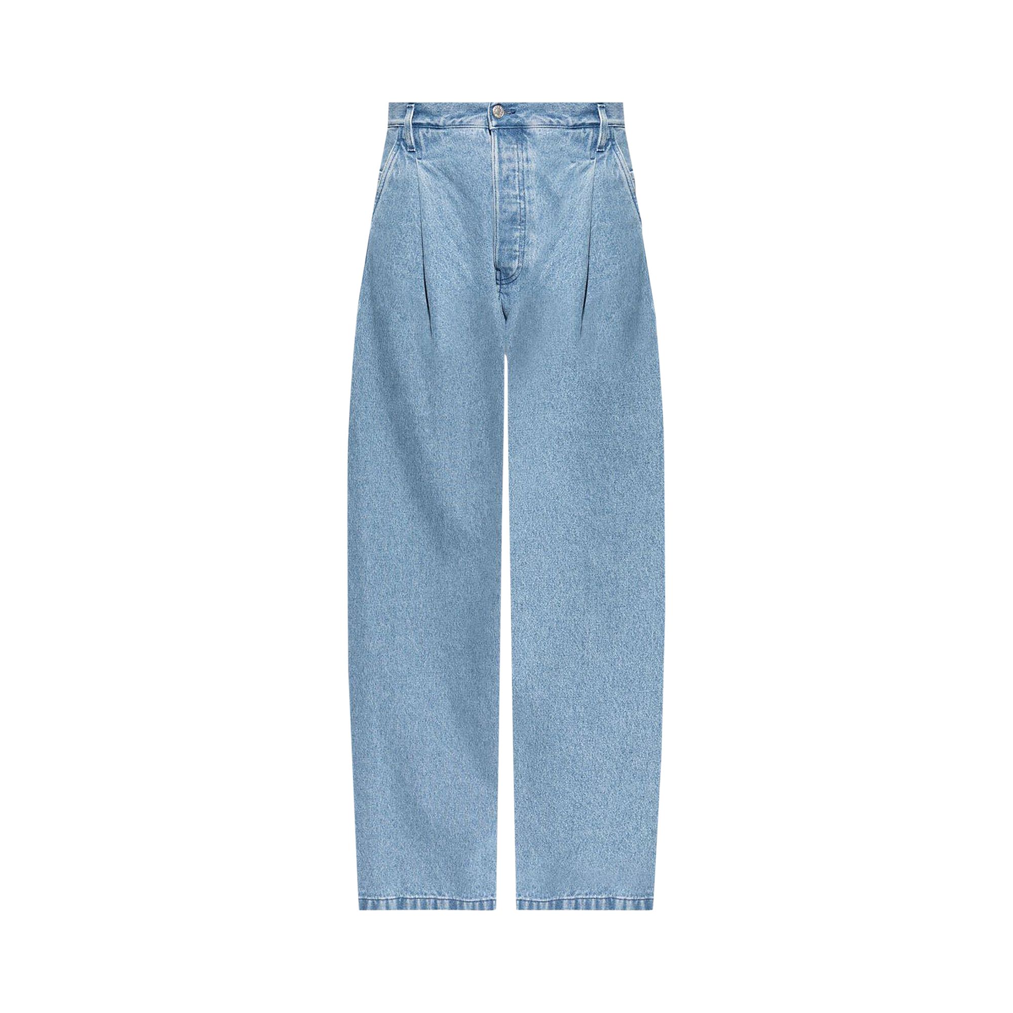 Dries Van Noten High Waisted Denim Pleated Pants 'Light Blue' | Men's Size 32