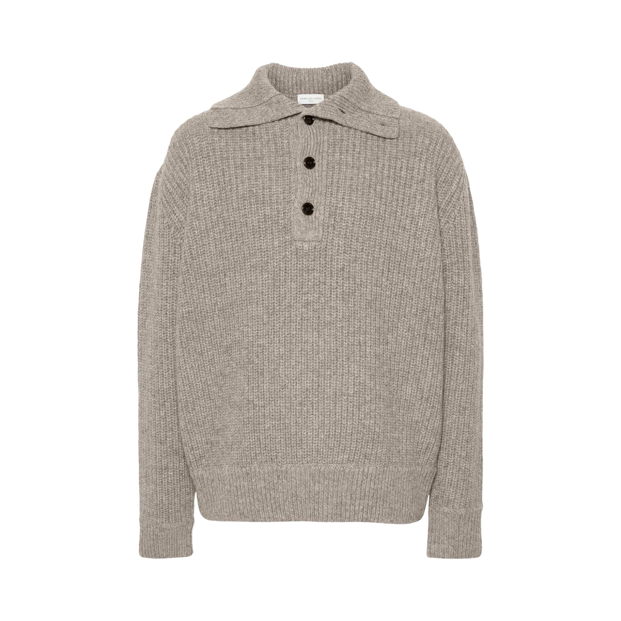 Dries Van Noten High Neck Polo Shirt 'Grey Melange' | Men's Size M