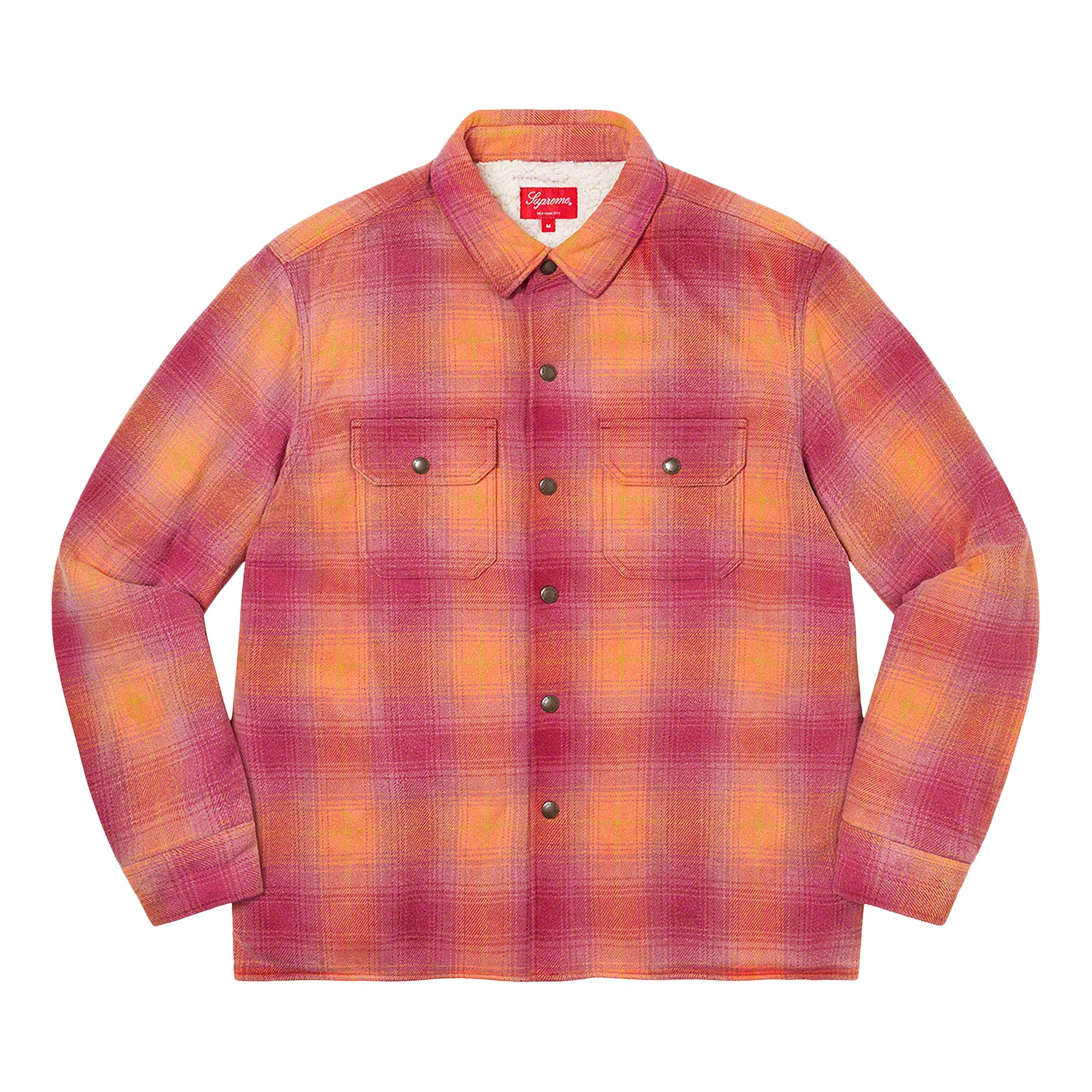 Pre-owned Supreme Shearling Lined Flannel Shirt 'orange' | Men's Size Xl