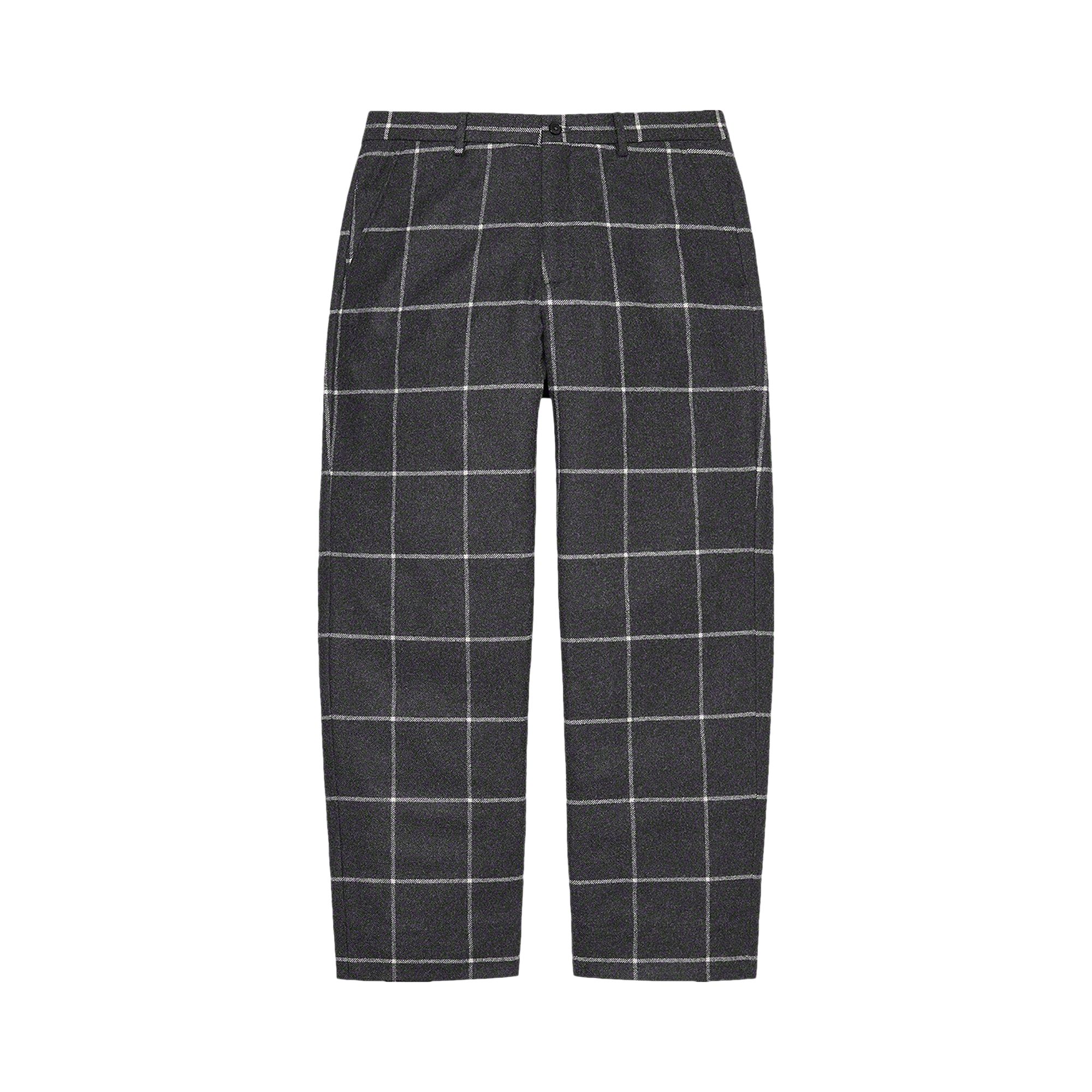 Pre-owned Supreme Windowpane Wool Trouser 'black' | Men's Size 34