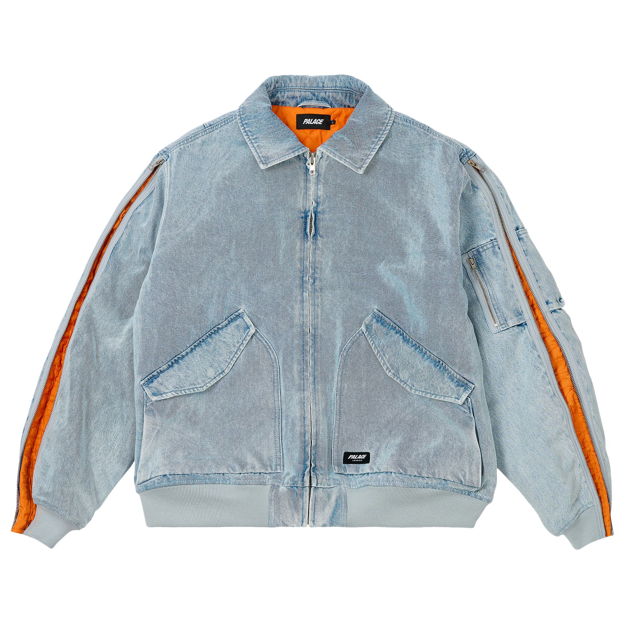 Palace Zipped MA-1 Bomber Jacket 'Stone Wash' | Blue | Men's Size M