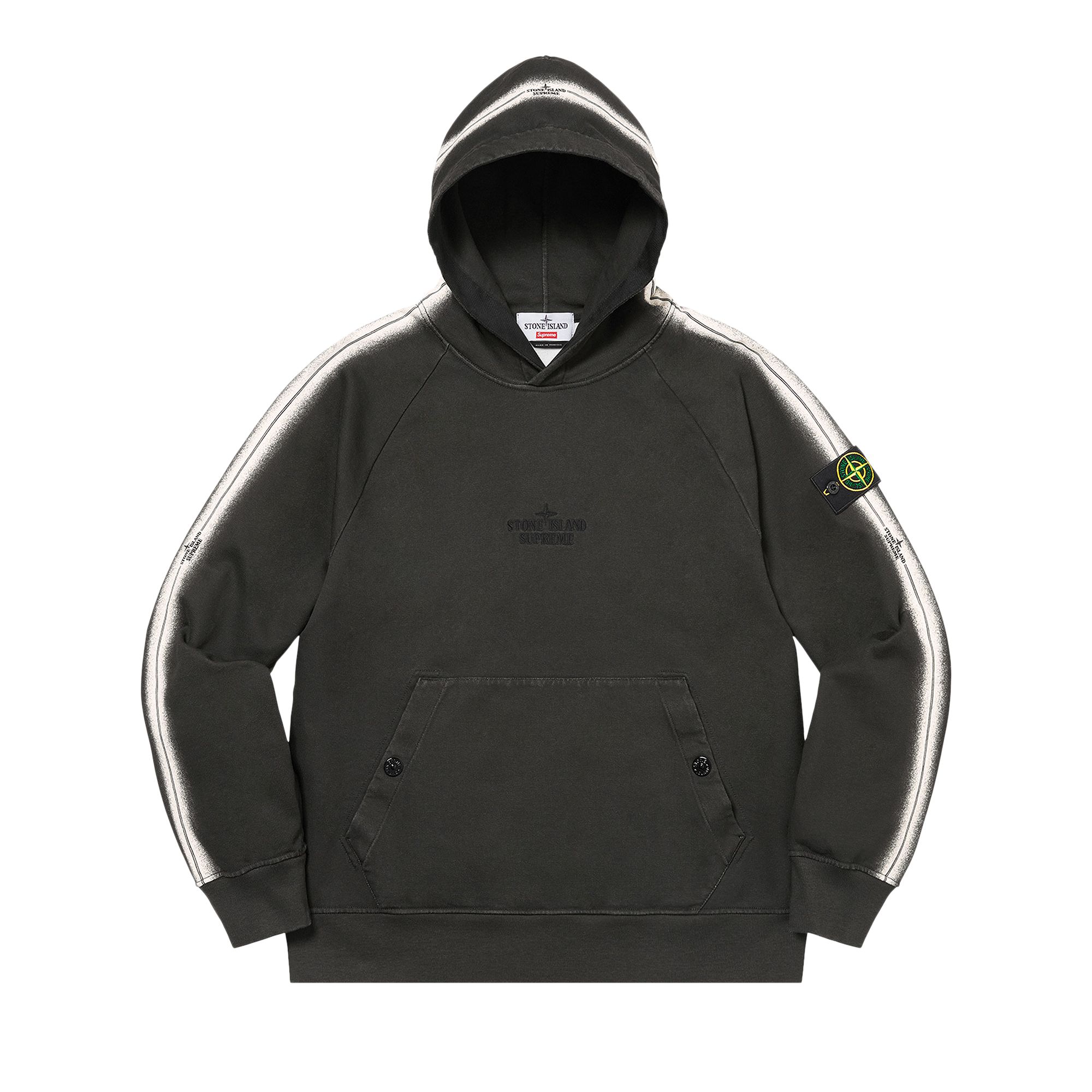 Pre-owned Supreme X Stone Island Stripe Hooded Sweatshirt 'black'