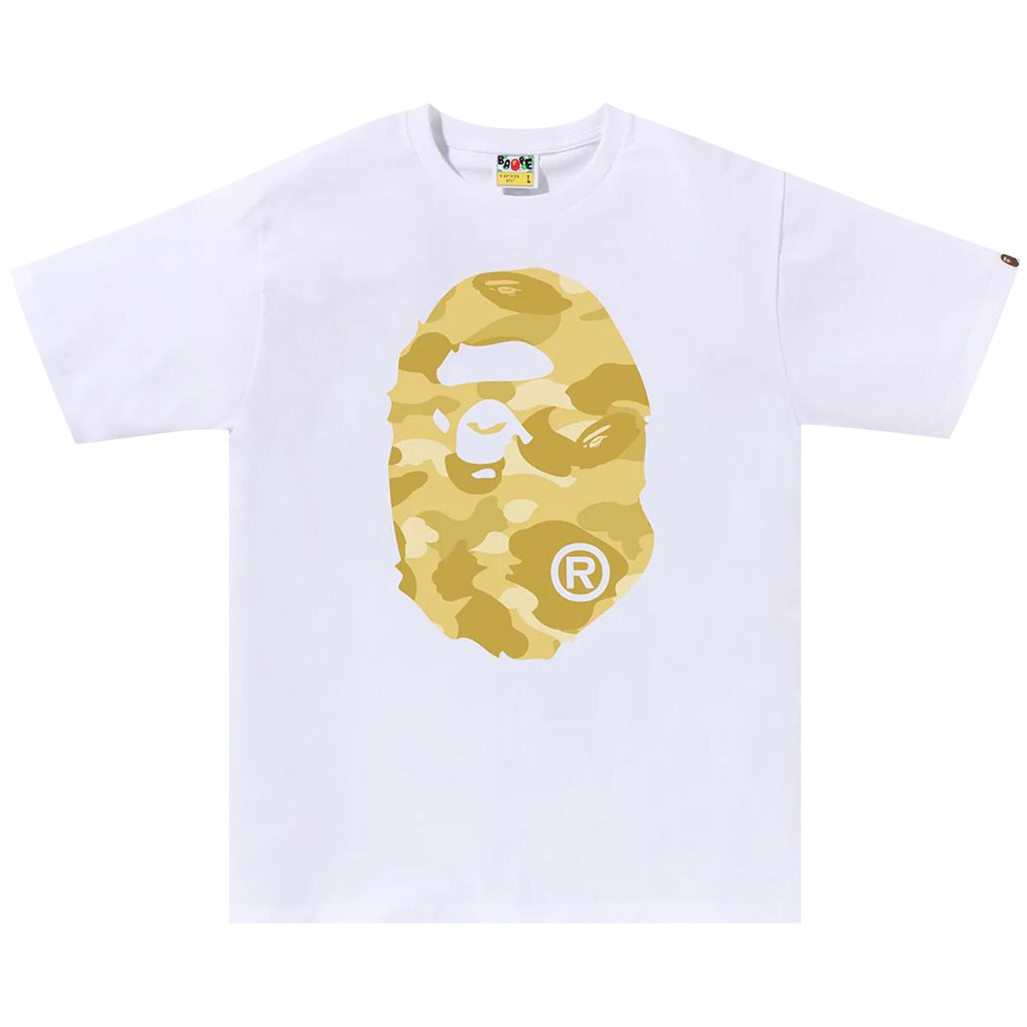 Pre-owned Bape Color Camo Big Ape Head Tee 'white/yellow' | Men's Size Xl